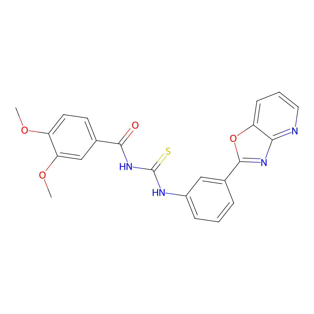 3,4-dimethoxy-N-[[3-([1,3]oxazolo[4,5-b]pyridin-2-yl)phenyl]carbamothioyl]benzamide molecular structure, CAS 428447-99-8
