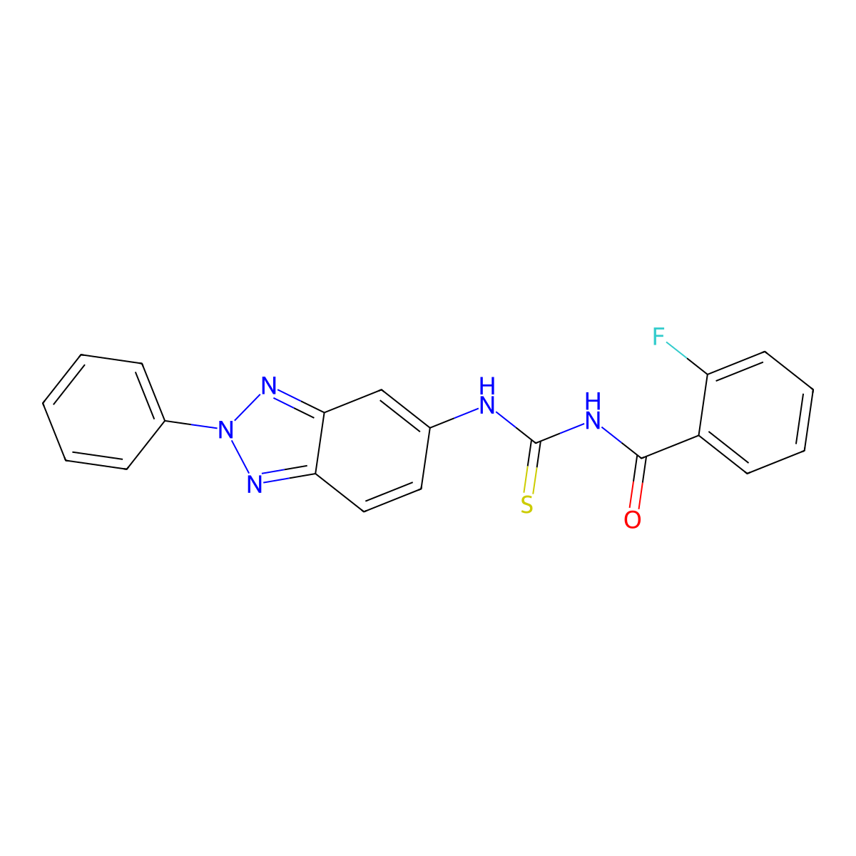 2-fluoro-N-[(2-phenylbenzotriazol-5-yl)carbamothioyl]benzamide molecular structure, CAS 428448-08-2
