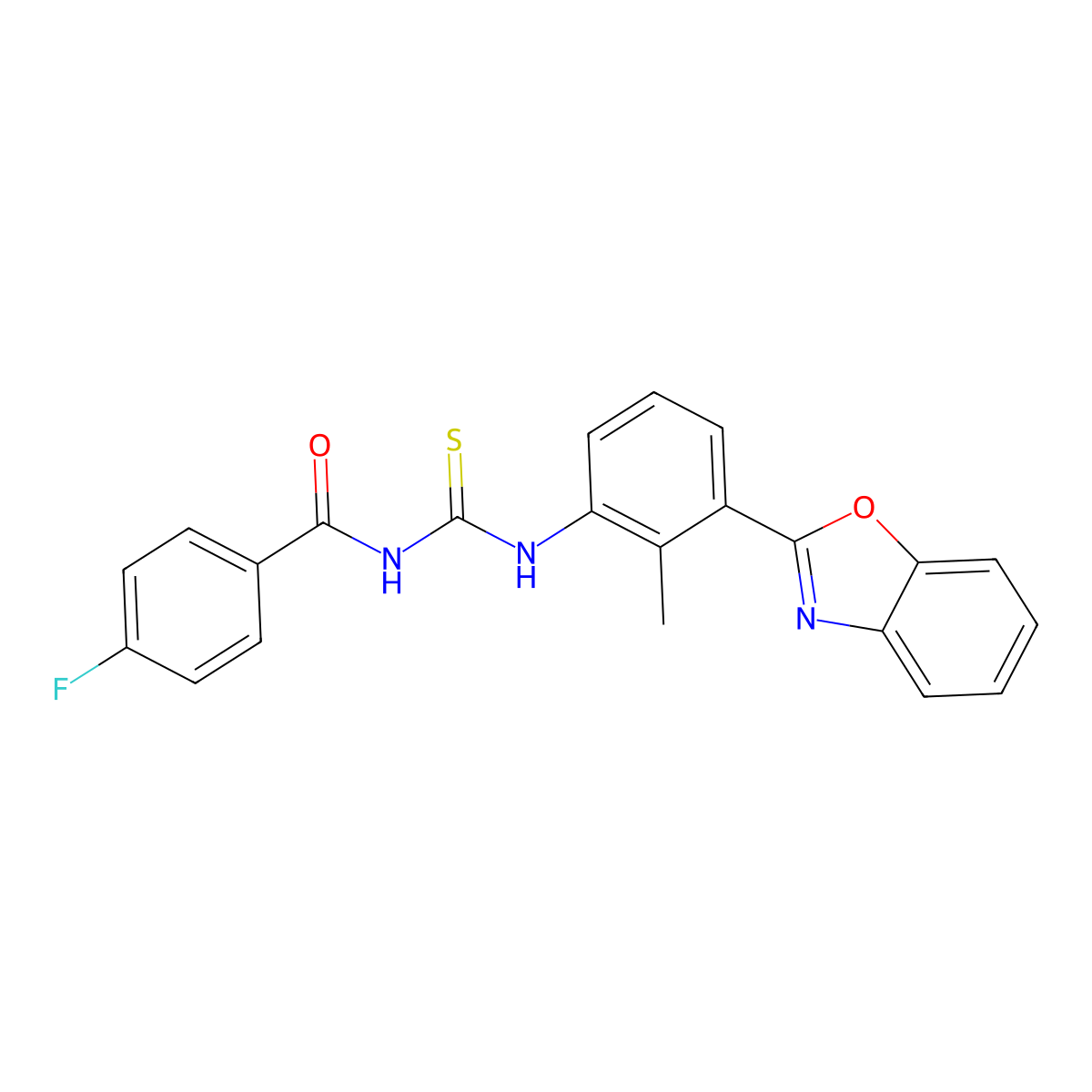 N-[[3-(1,3-benzoxazol-2-yl)-2-methylphenyl]carbamothioyl]-4-fluorobenzamide molecular structure, CAS 428448-11-7