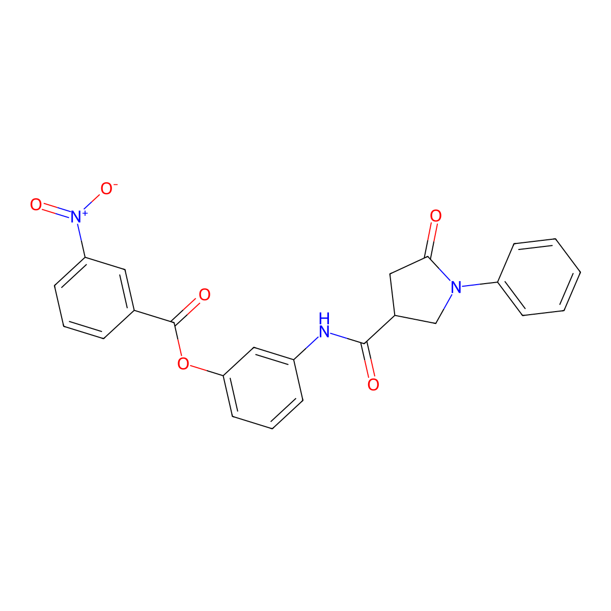 3-{[(5-Oxo-1-phenylpyrrolidin-3-yl)carbonyl]amino}phenyl 3-nitrobenzoate molecular structure, CAS 428448-39-9