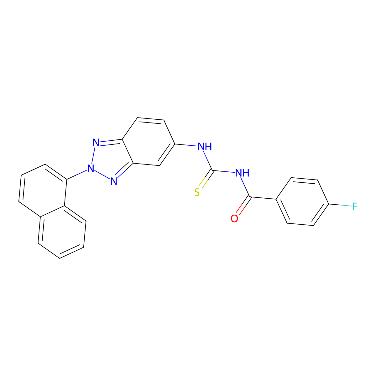 4-fluoro-N-[(2-naphthalen-1-ylbenzotriazol-5-yl)carbamothioyl]benzamide molecular structure, CAS 428448-40-2
