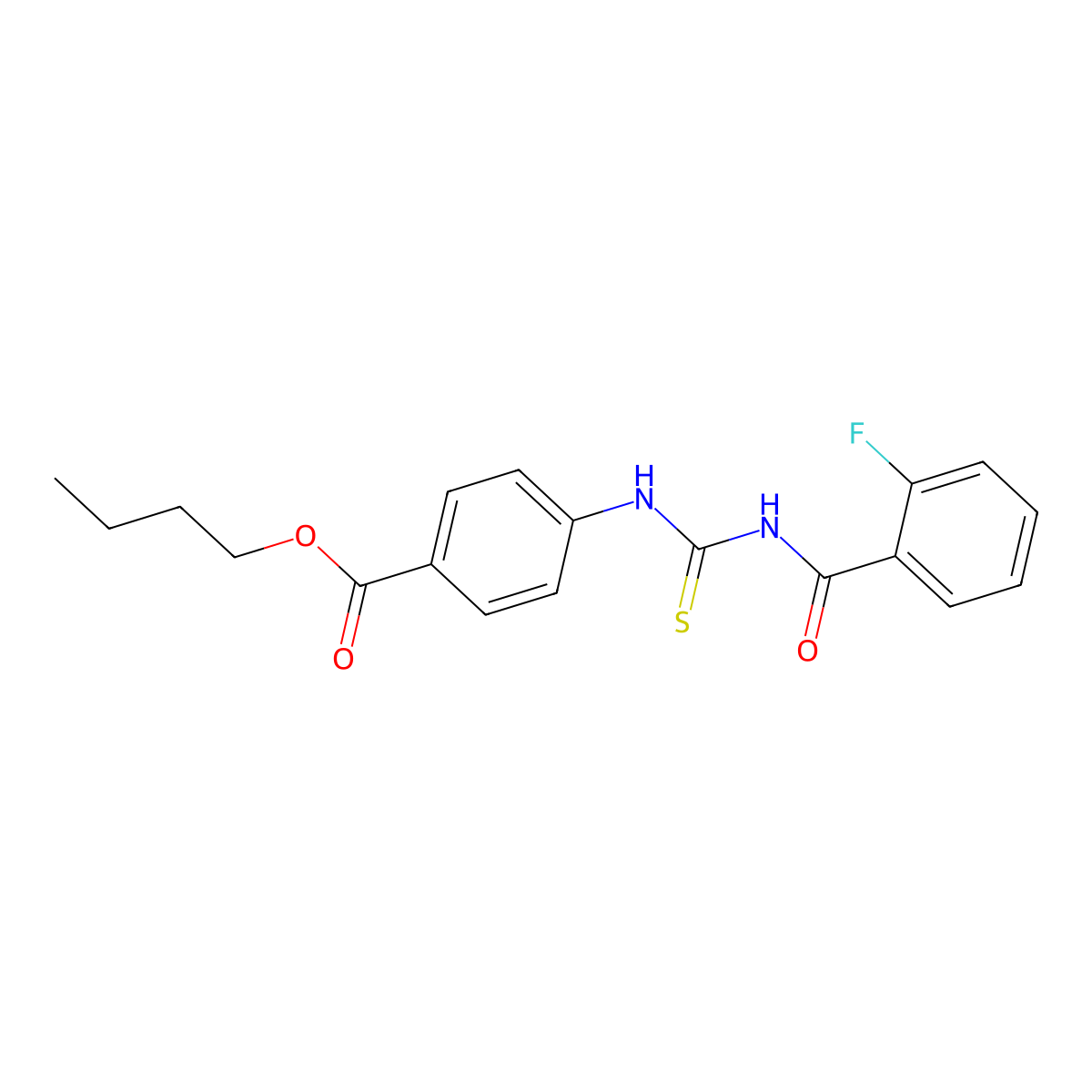 Butyl 4-({[(2-fluorophenyl)carbonyl]carbamothioyl}amino)benzoate molecular structure, CAS 428448-70-8