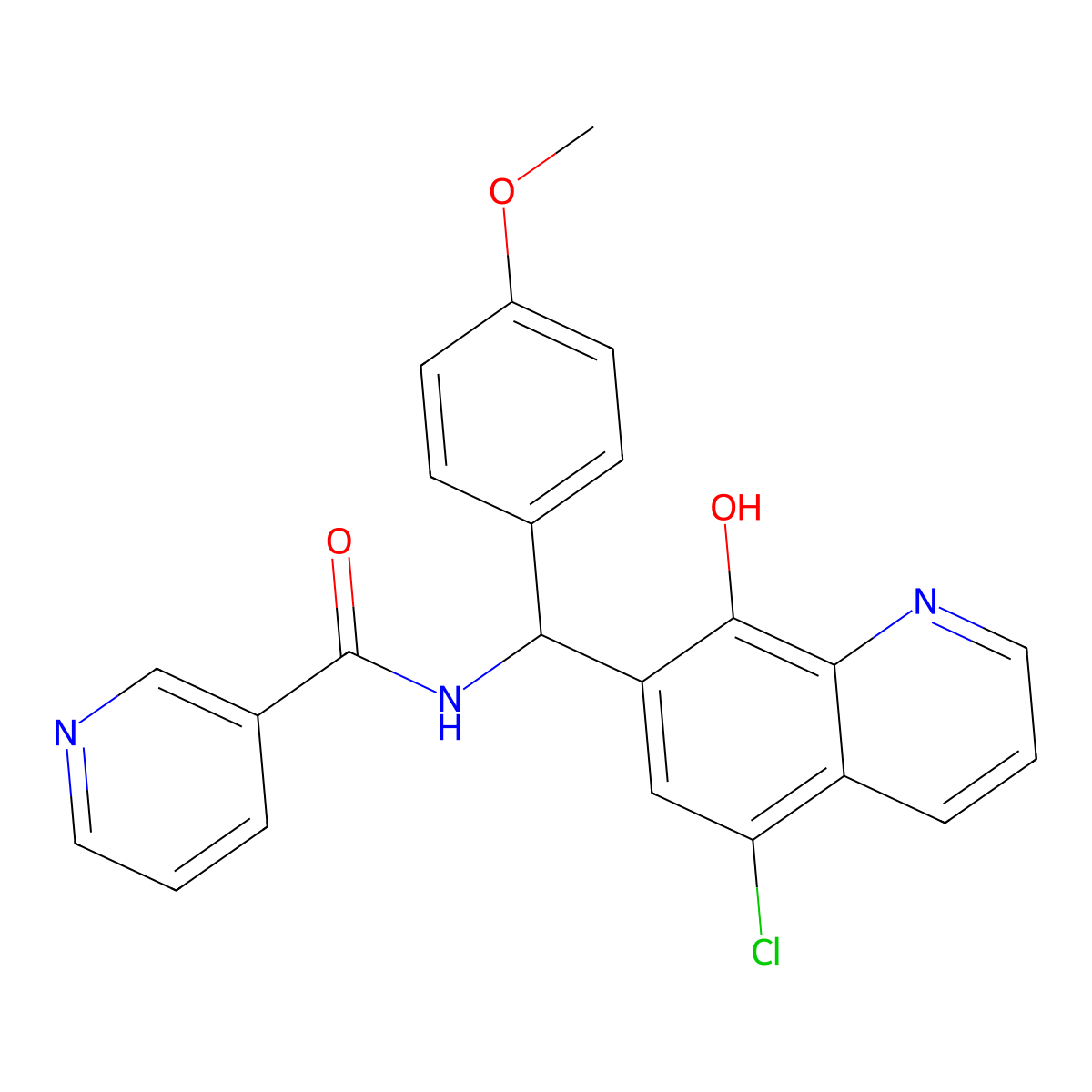 N-[(5-chloro-8-hydroxyquinolin-7-yl)(4-methoxyphenyl)methyl]pyridine-3-carboxamide molecular structure, CAS 428448-83-3