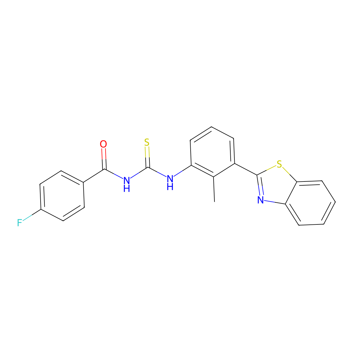 N-[[3-(1,3-benzothiazol-2-yl)-2-methylphenyl]carbamothioyl]-4-fluorobenzamide molecular structure, CAS 428448-88-8