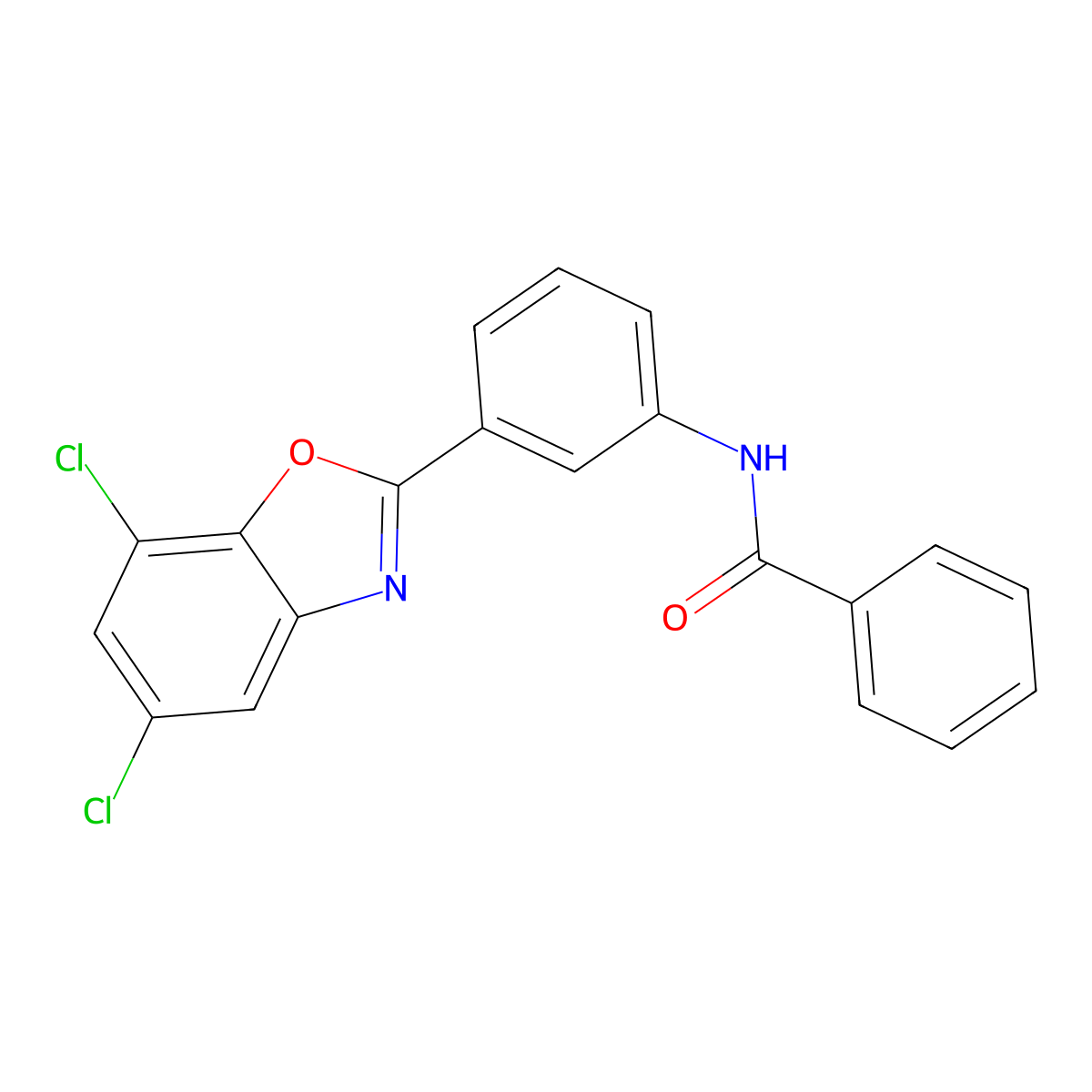 N-[3-(5,7-dichloro-1,3-benzoxazol-2-yl)phenyl]benzamide molecular structure, CAS 428448-98-0