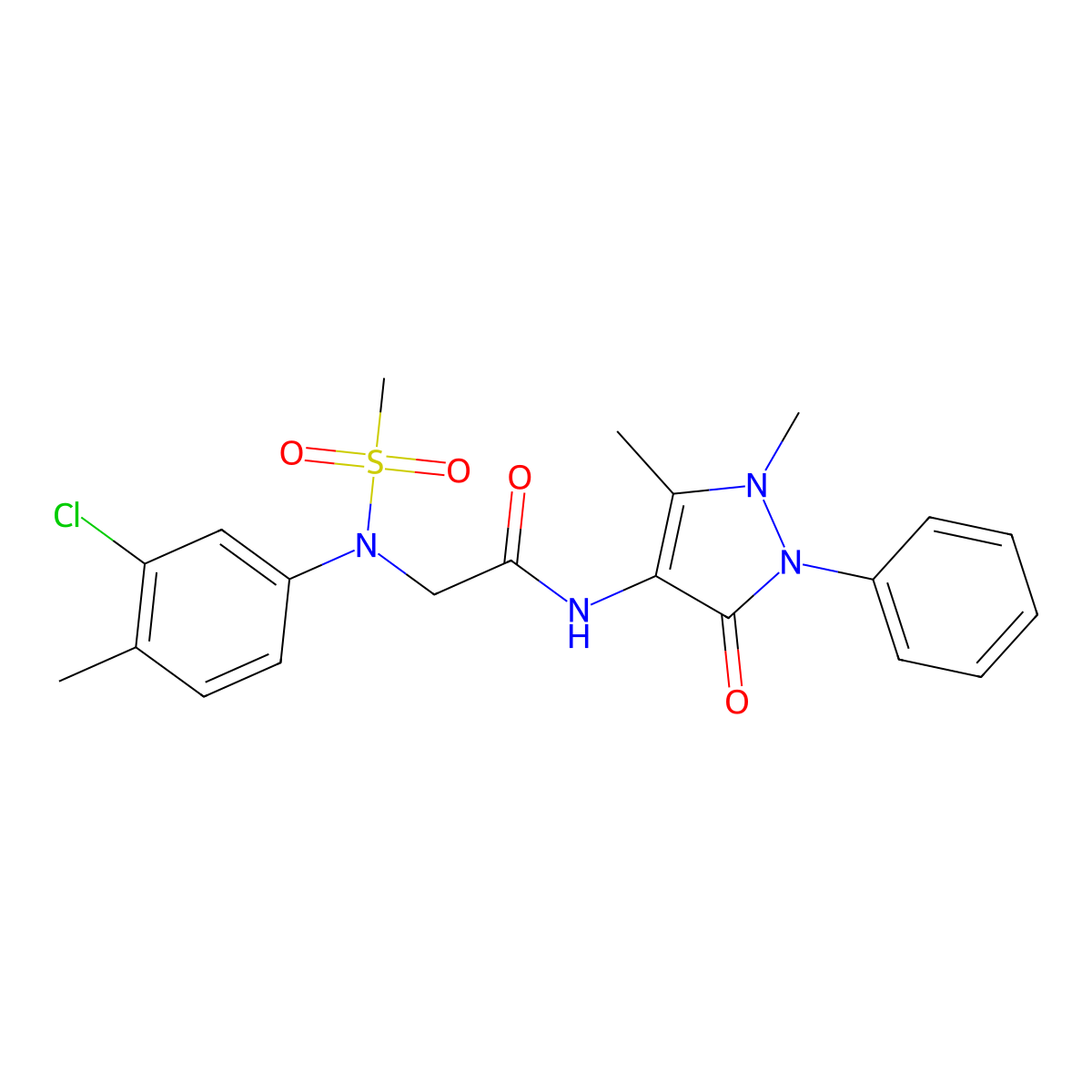2-(3-chloro-4-methyl-N-methylsulfonylanilino)-N-(1,5-dimethyl-3-oxo-2-phenylpyrazol-4-yl)acetamide molecular structure, CAS 428448-99-1