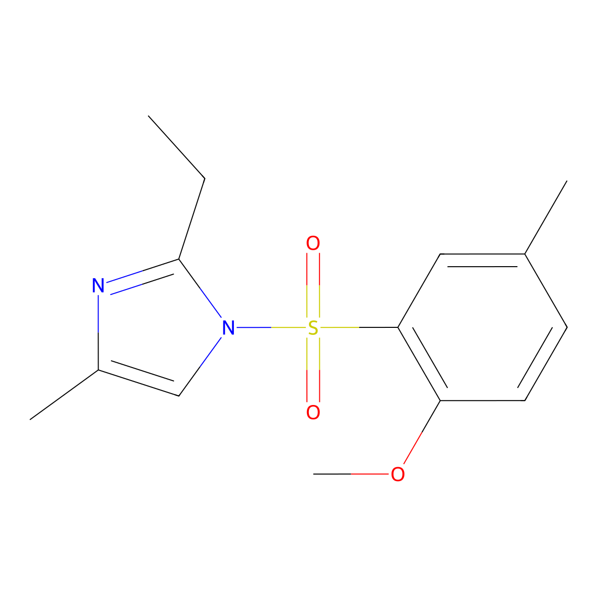 2-Ethyl-1-(2-methoxy-5-methylphenyl)sulfonyl-4-methylimidazole molecular structure, CAS 428449-00-7