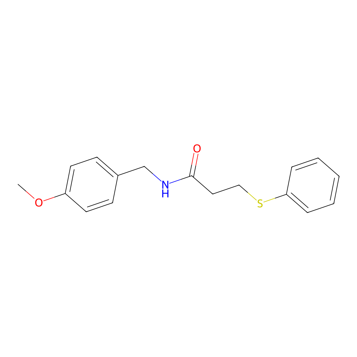 N-(4-methoxybenzyl)-3-(phenylsulfanyl)propanamide molecular structure, CAS 428449-02-9