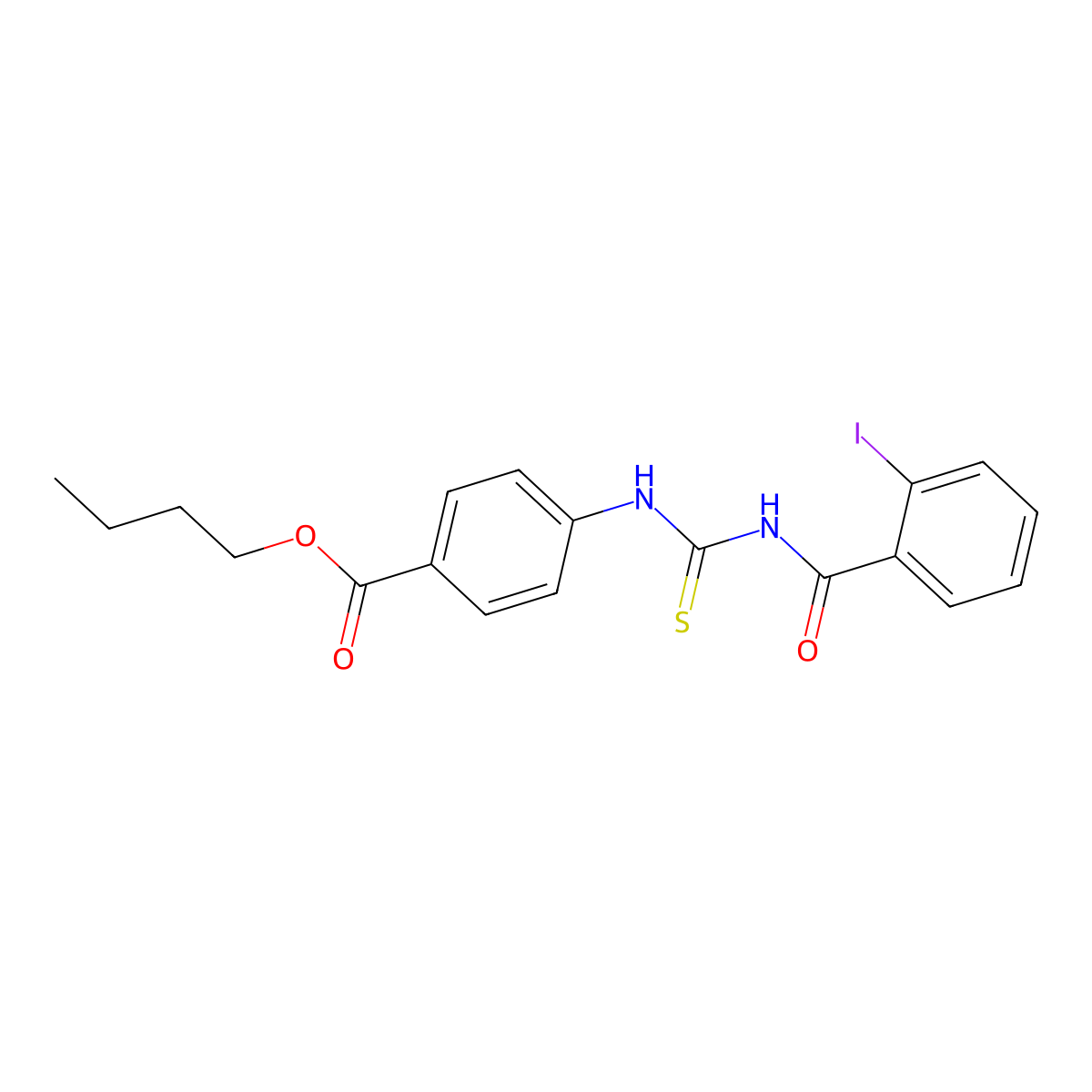 Butyl 4-({[(2-iodophenyl)carbonyl]carbamothioyl}amino)benzoate molecular structure, CAS 428449-06-3