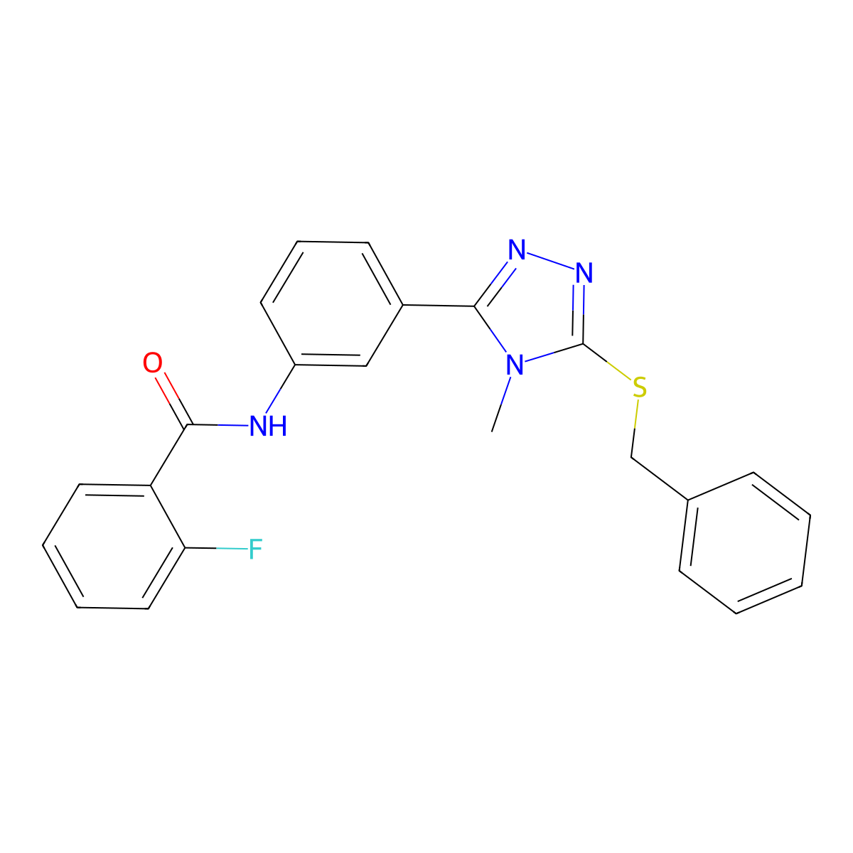 N-[3-(5-benzylsulfanyl-4-methyl-1,2,4-triazol-3-yl)phenyl]-2-fluorobenzamide molecular structure, CAS 428449-13-2