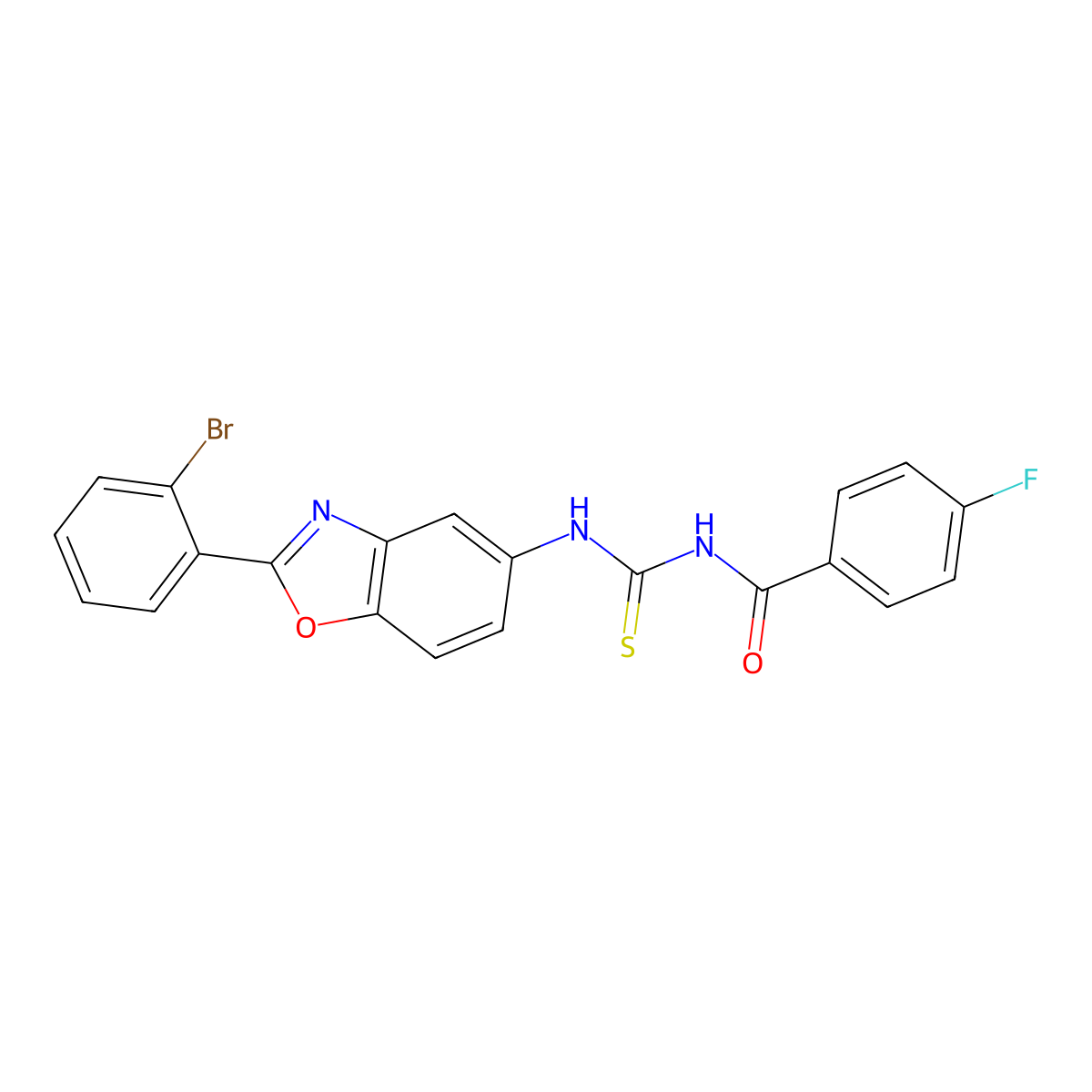 N-[[2-(2-bromophenyl)-1,3-benzoxazol-5-yl]carbamothioyl]-4-fluorobenzamide molecular structure, CAS 428449-20-1
