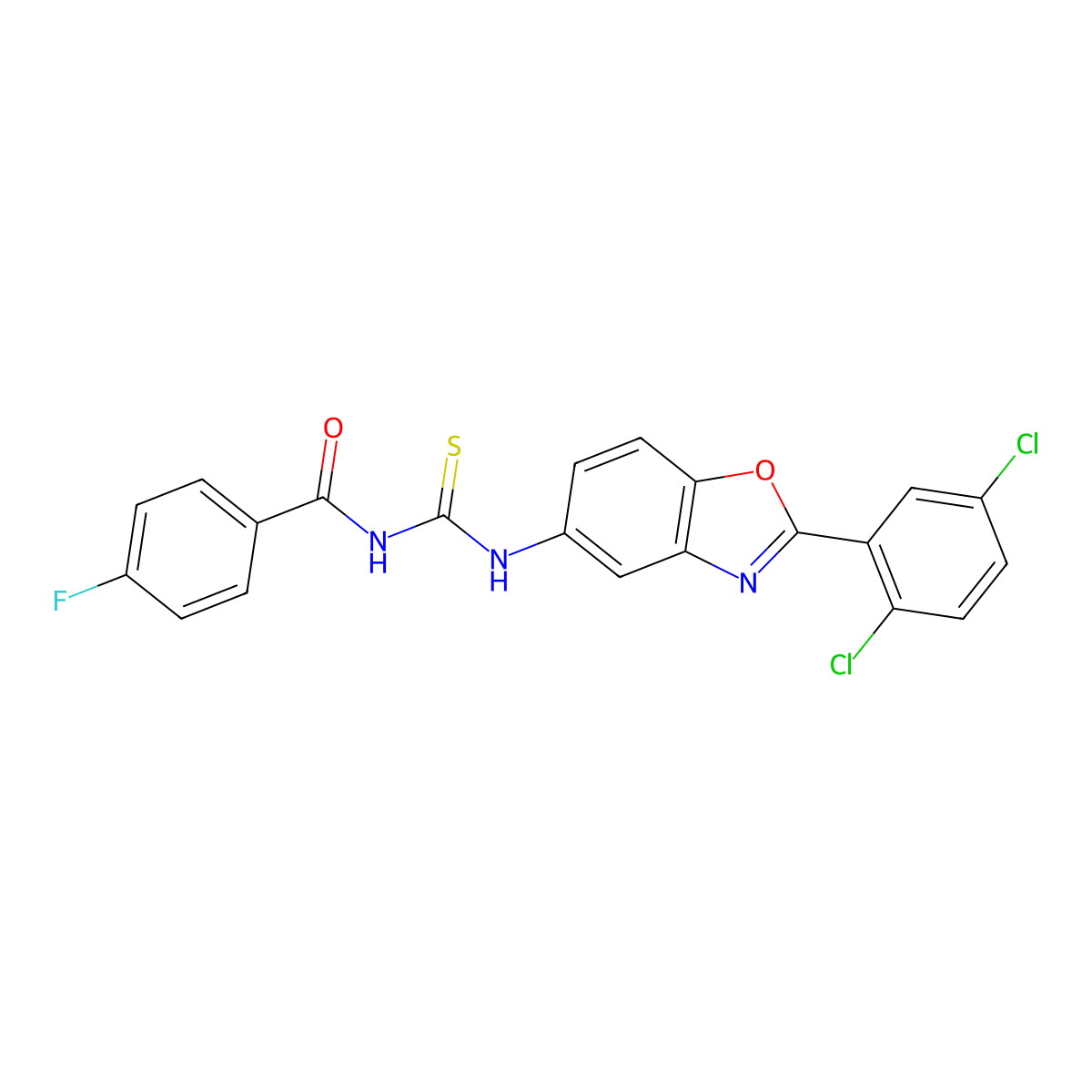N-[[2-(2,5-dichlorophenyl)-1,3-benzoxazol-5-yl]carbamothioyl]-4-fluorobenzamide molecular structure, CAS 428449-22-3
