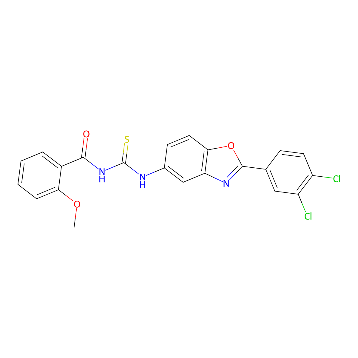 N-[[2-(3,4-dichlorophenyl)-1,3-benzoxazol-5-yl]carbamothioyl]-2-methoxybenzamide molecular structure, CAS 428449-29-0