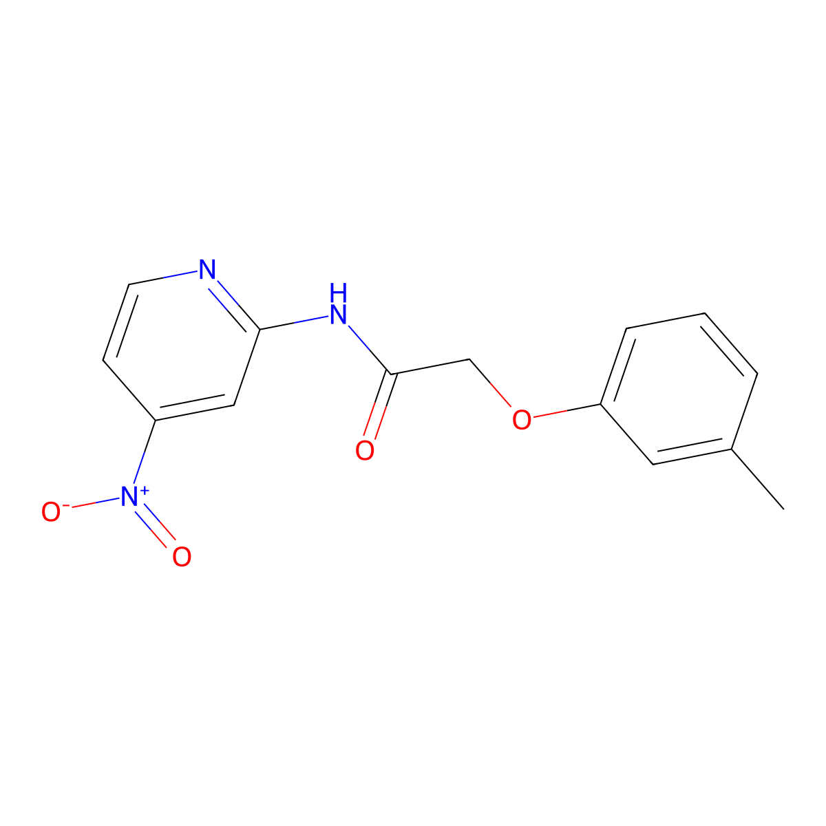 2-(3-methylphenoxy)-N-(4-nitropyridin-2-yl)acetamide molecular structure, CAS 428449-30-3