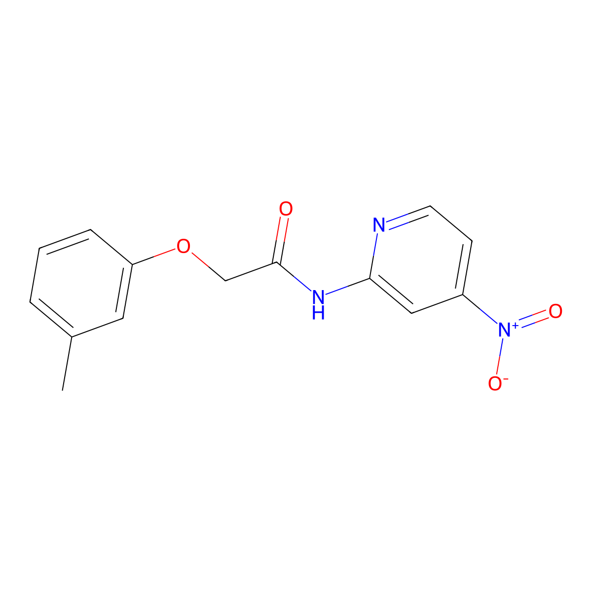 2-(3-methylphenoxy)-N-(4-nitropyridin-2-yl)acetamide molecular structure, CAS 428449-30-3