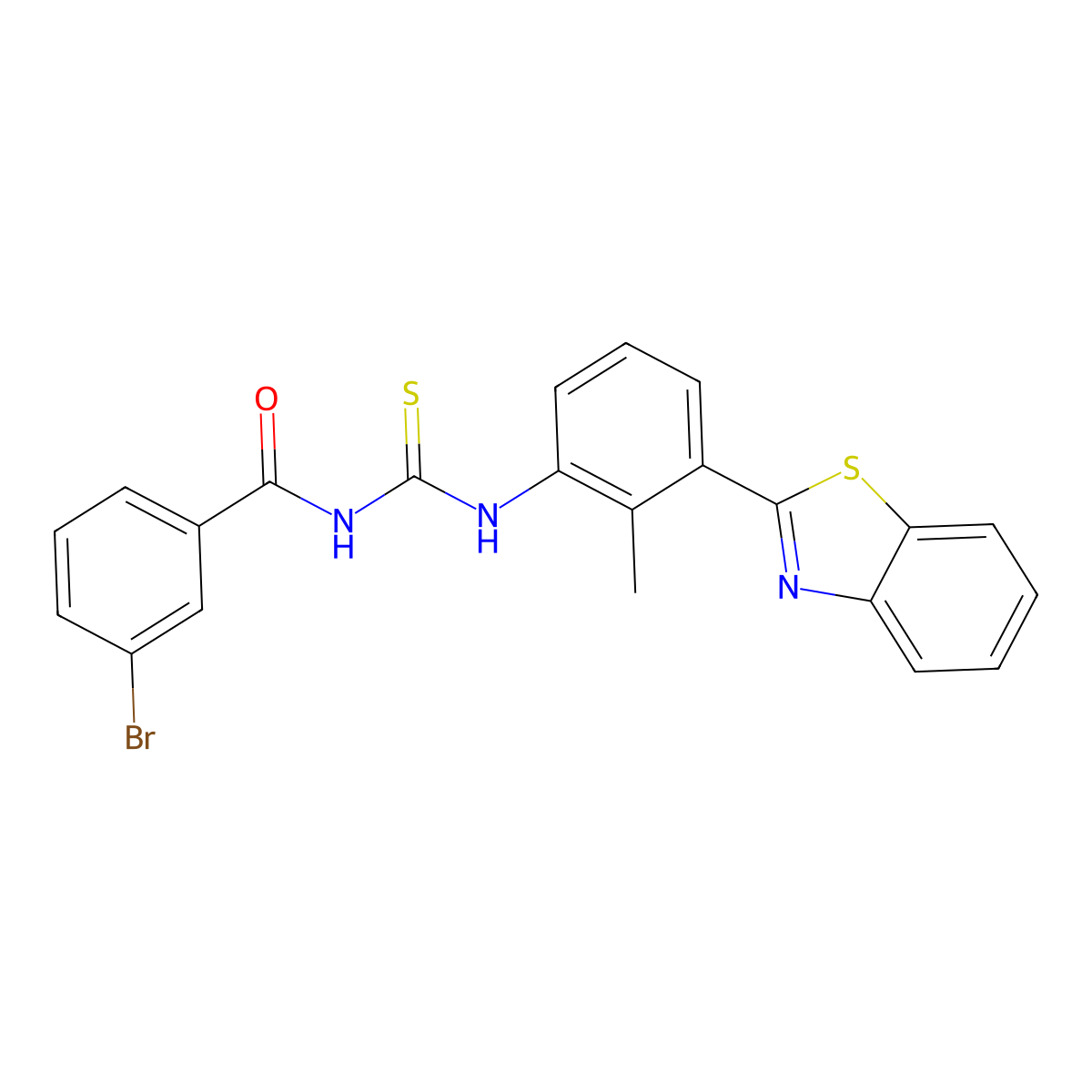 N-[[3-(1,3-benzothiazol-2-yl)-2-methylphenyl]carbamothioyl]-3-bromobenzamide molecular structure, CAS 428449-35-8