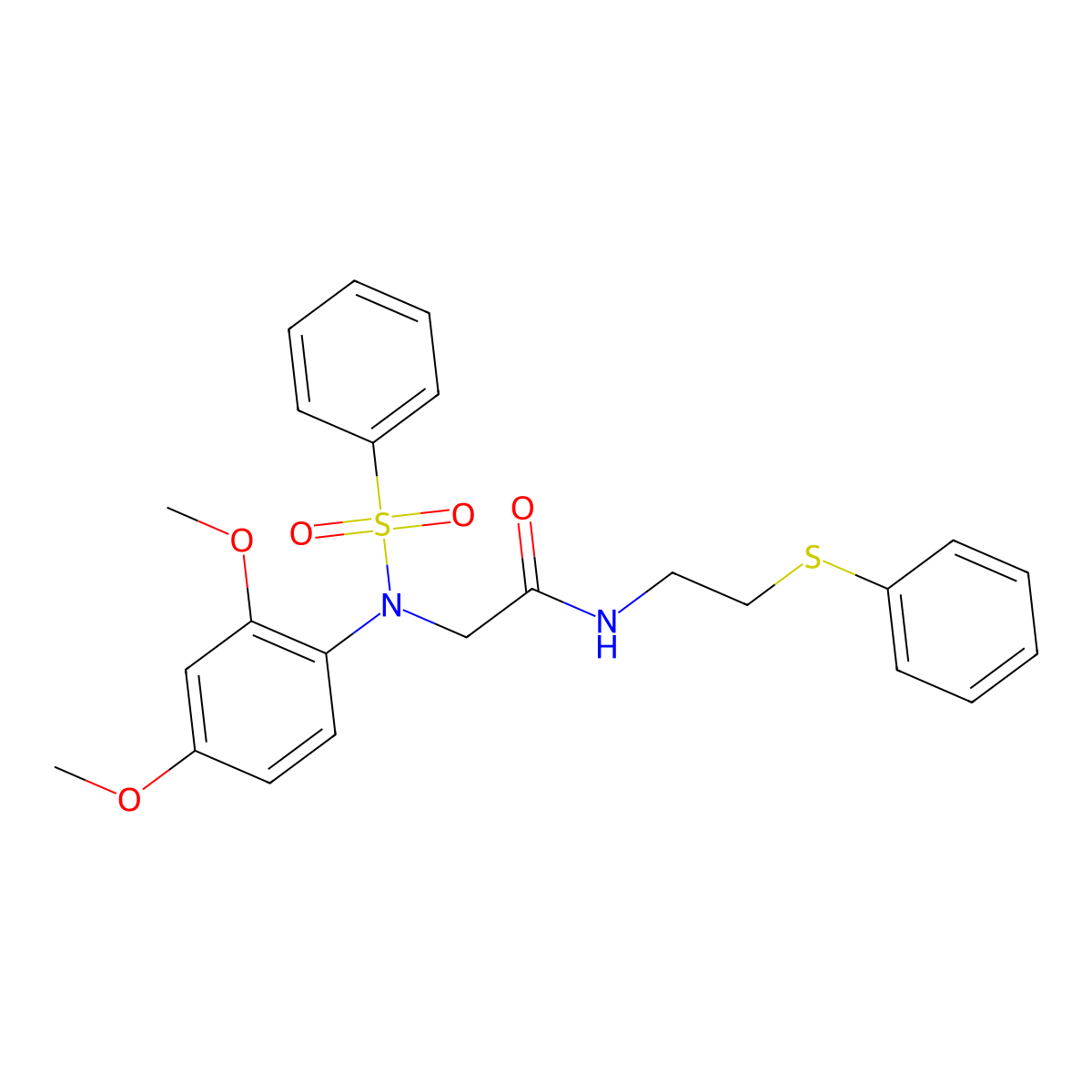 2-[N-(benzenesulfonyl)-2,4-dimethoxyanilino]-N-(2-phenylsulfanylethyl)acetamide molecular structure, CAS 428449-40-5