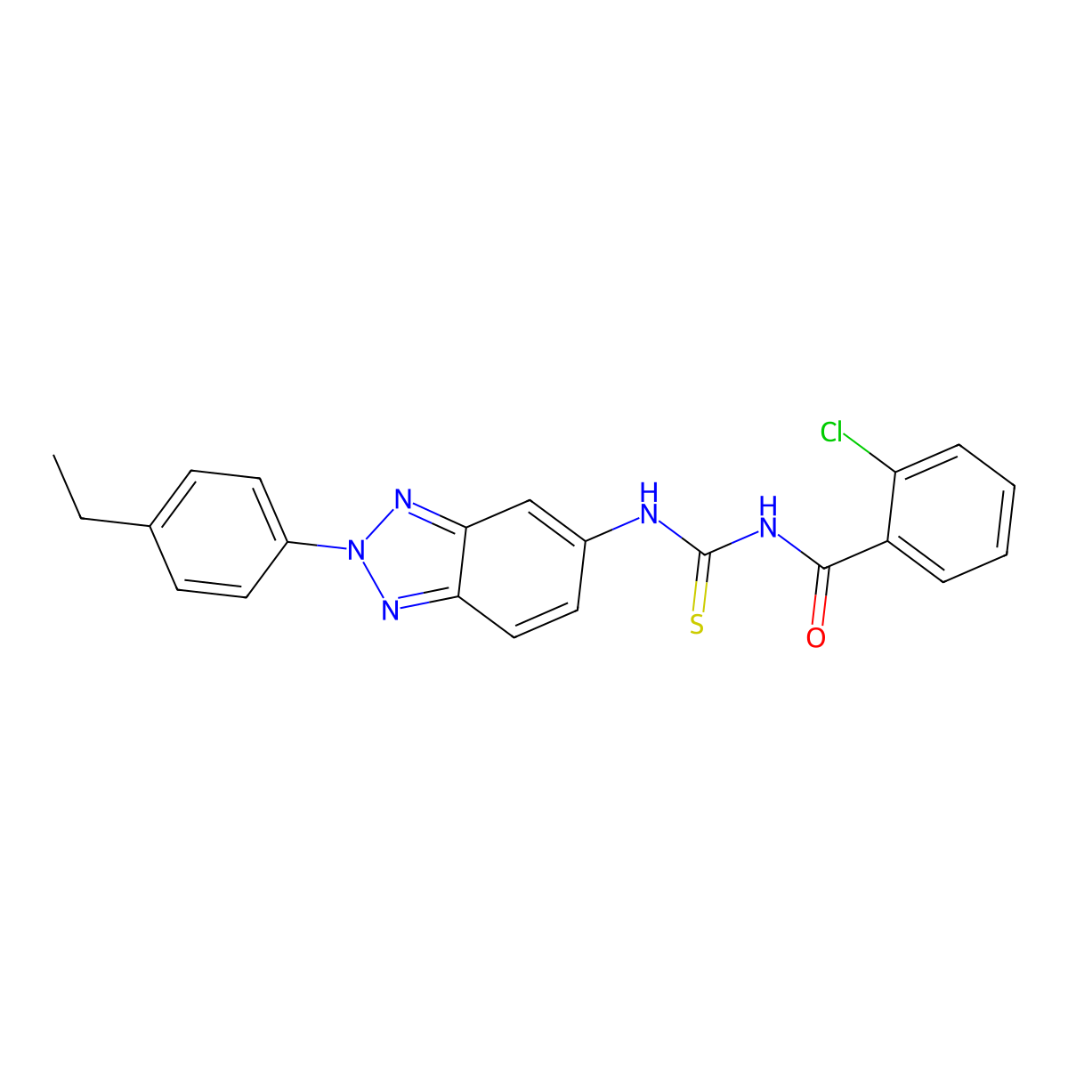 2-chloro-N-[[2-(4-ethylphenyl)benzotriazol-5-yl]carbamothioyl]benzamide molecular structure, CAS 428449-41-6