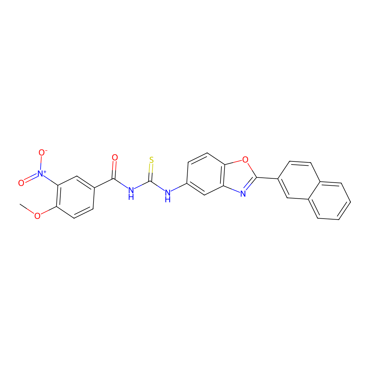 4-methoxy-N-[(2-naphthalen-2-yl-1,3-benzoxazol-5-yl)carbamothioyl]-3-nitrobenzamide molecular structure, CAS 428449-48-3