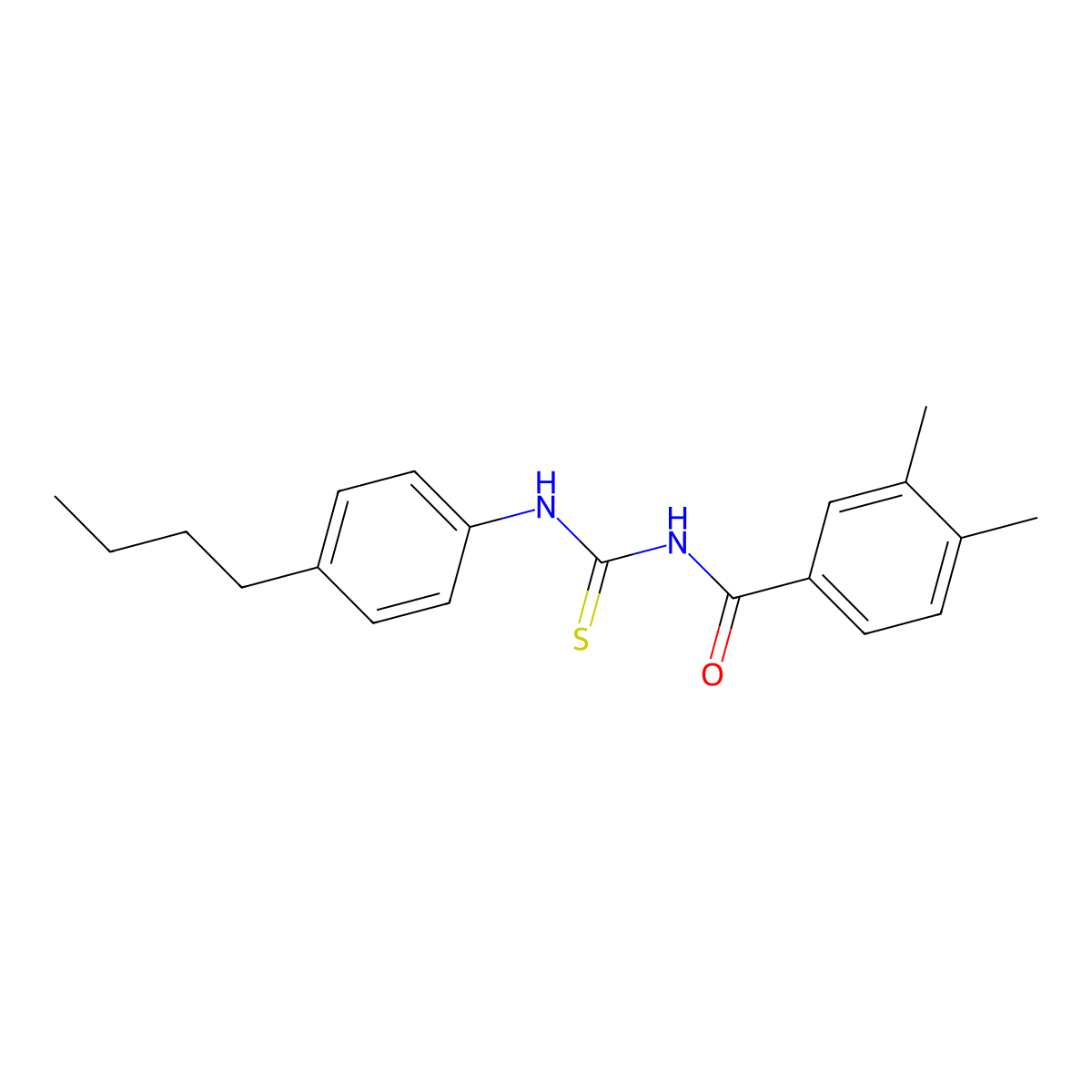 N-[(4-butylphenyl)carbamothioyl]-3,4-dimethylbenzamide molecular structure, CAS 428449-50-7