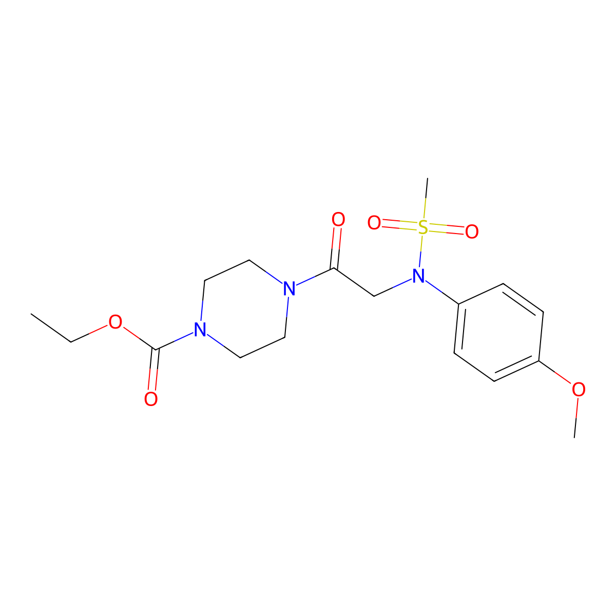 ethyl 4-[N-(4-methoxyphenyl)-N-(methylsulfonyl)glycyl]piperazine-1-carboxylate molecular structure, CAS 428449-56-3