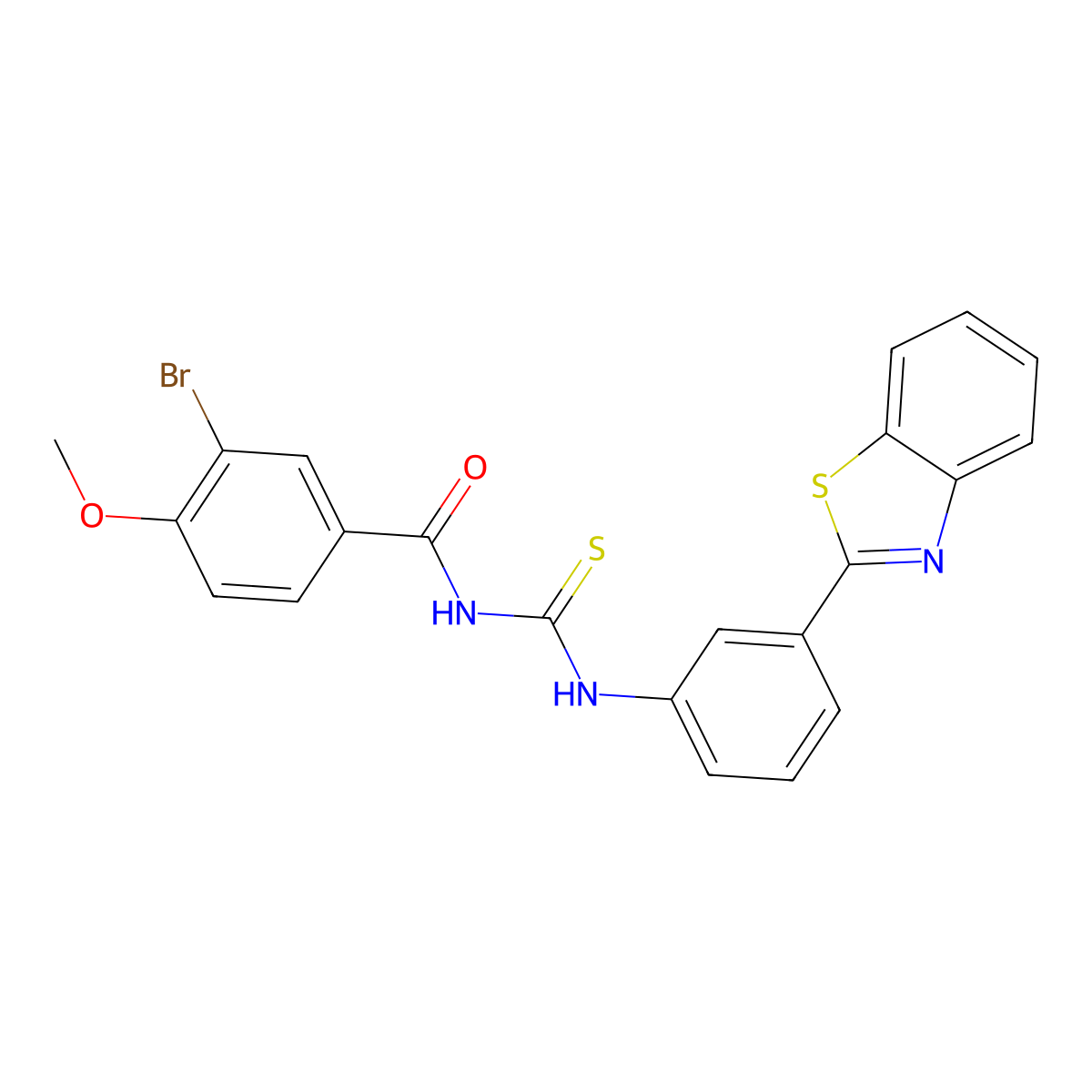 N-[[3-(1,3-benzothiazol-2-yl)phenyl]carbamothioyl]-3-bromo-4-methoxybenzamide molecular structure, CAS 428449-57-4