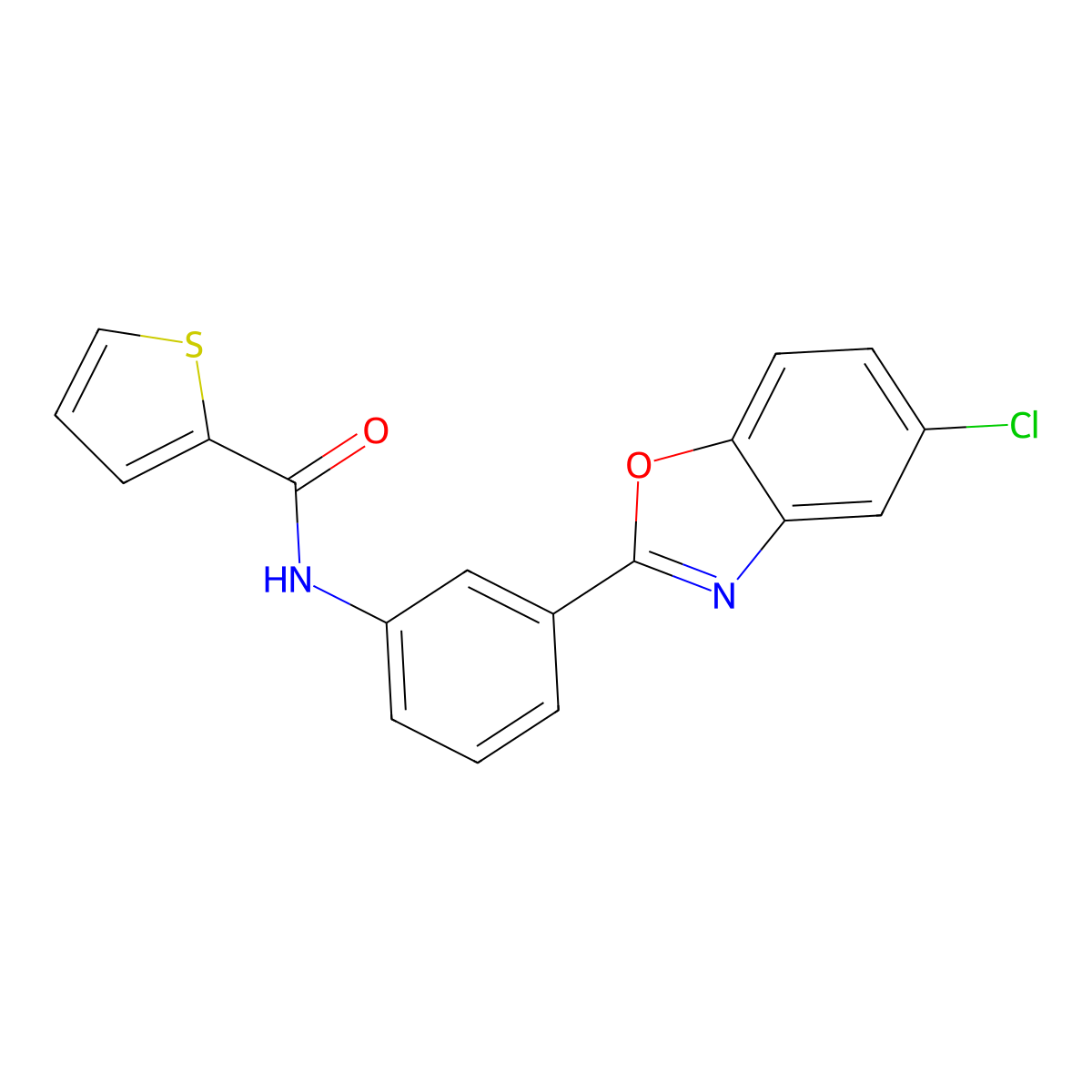 N-[3-(5-chloro-1,3-benzoxazol-2-yl)phenyl]thiophene-2-carboxamide molecular structure, CAS 428449-78-9