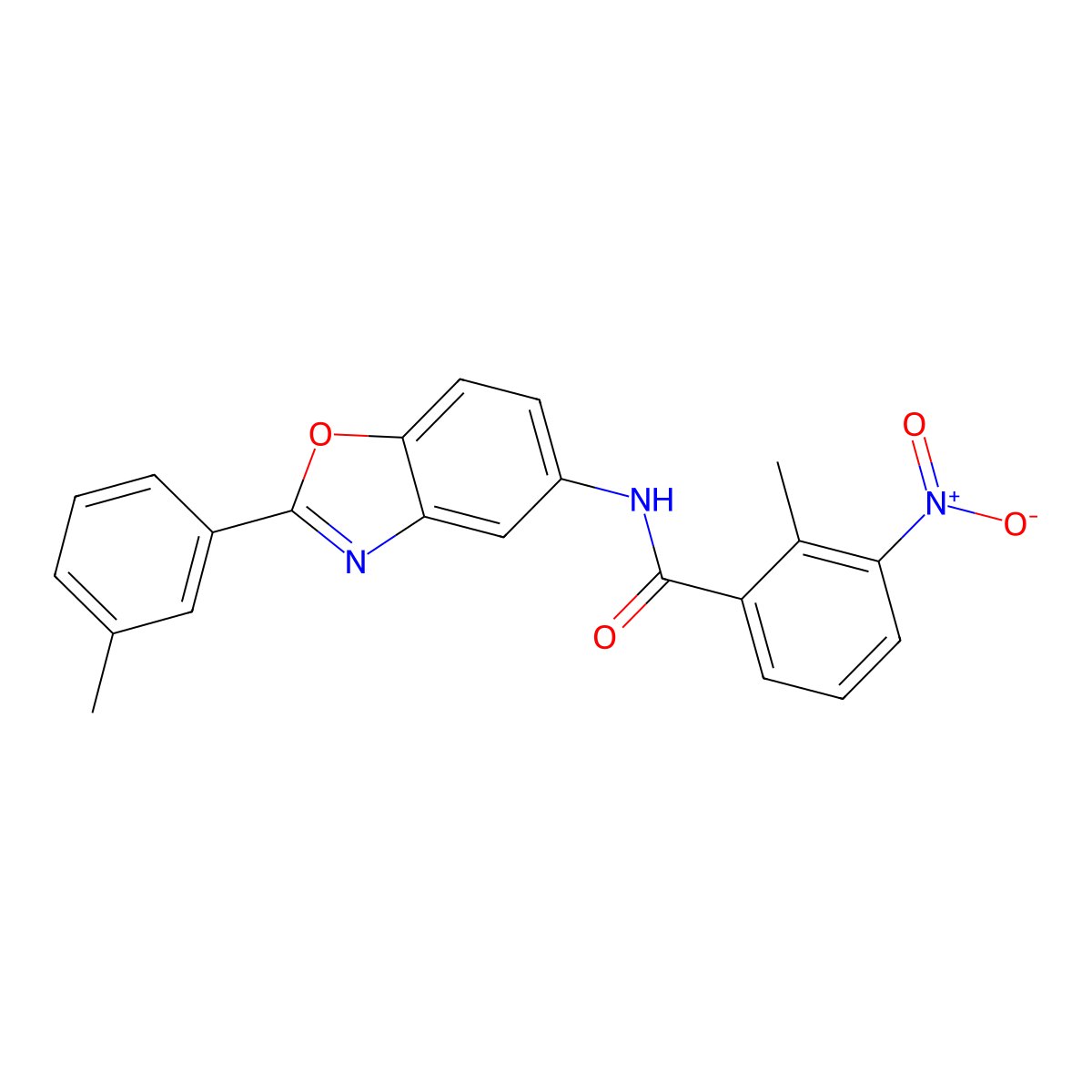 2-methyl-N-[2-(3-methylphenyl)-1,3-benzoxazol-5-yl]-3-nitrobenzamide molecular structure, CAS 428449-81-4