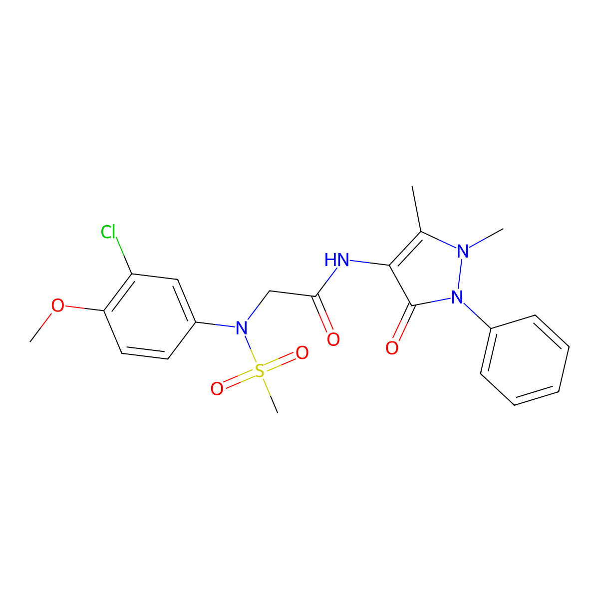 2-(3-chloro-4-methoxy-N-methylsulfonylanilino)-N-(1,5-dimethyl-3-oxo-2-phenylpyrazol-4-yl)acetamide molecular structure, CAS 428449-83-6