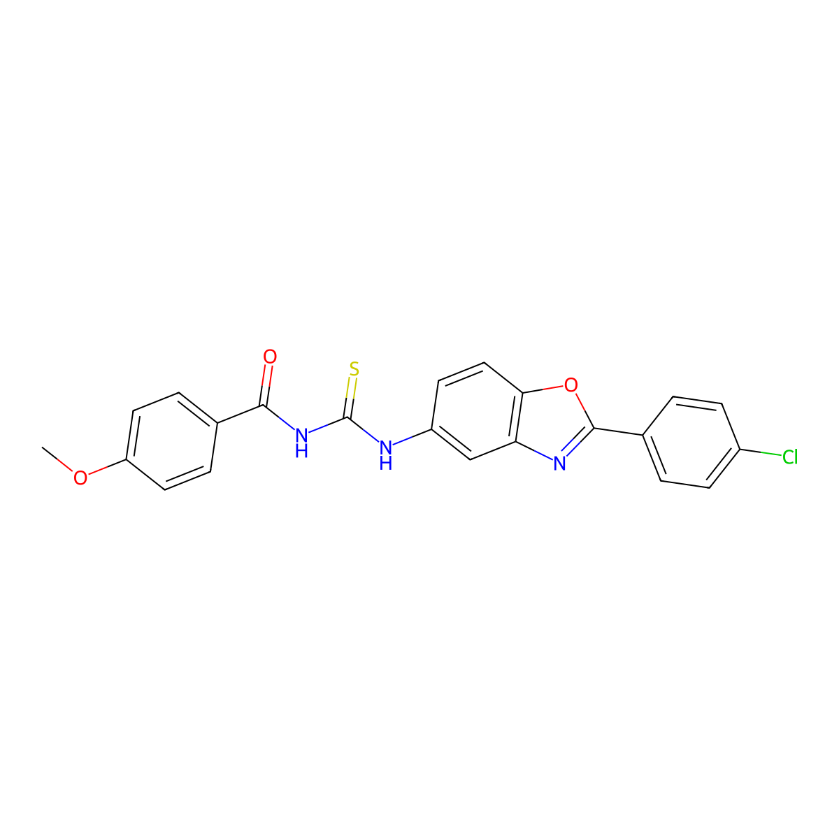 N-[[2-(4-chlorophenyl)-1,3-benzoxazol-5-yl]carbamothioyl]-4-methoxybenzamide molecular structure, CAS 428449-95-0