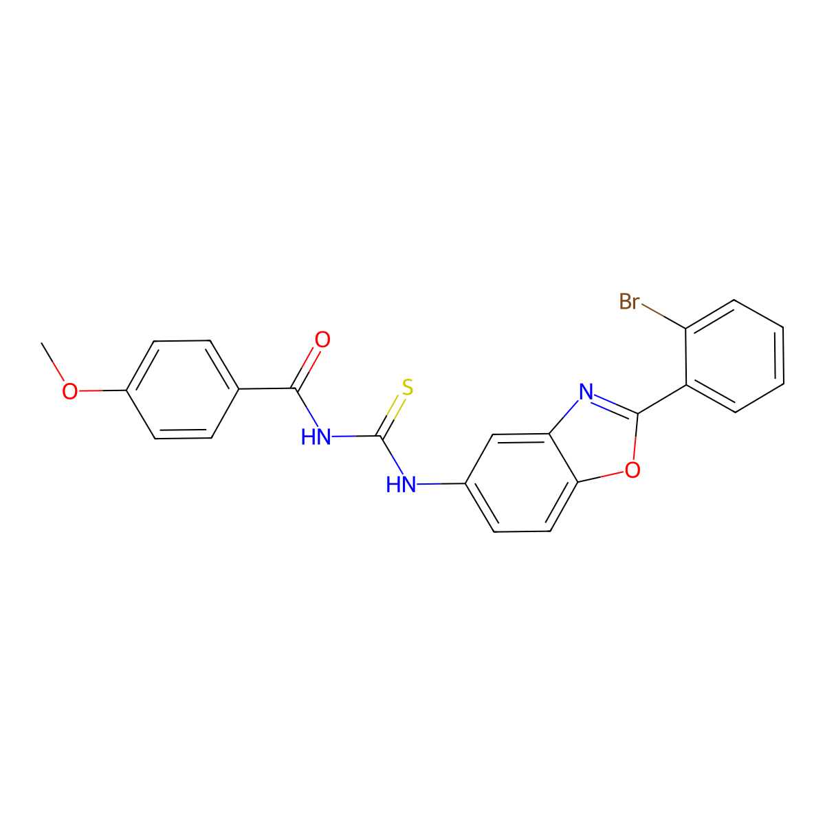 N-[[2-(2-bromophenyl)-1,3-benzoxazol-5-yl]carbamothioyl]-4-methoxybenzamide molecular structure, CAS 428450-10-6
