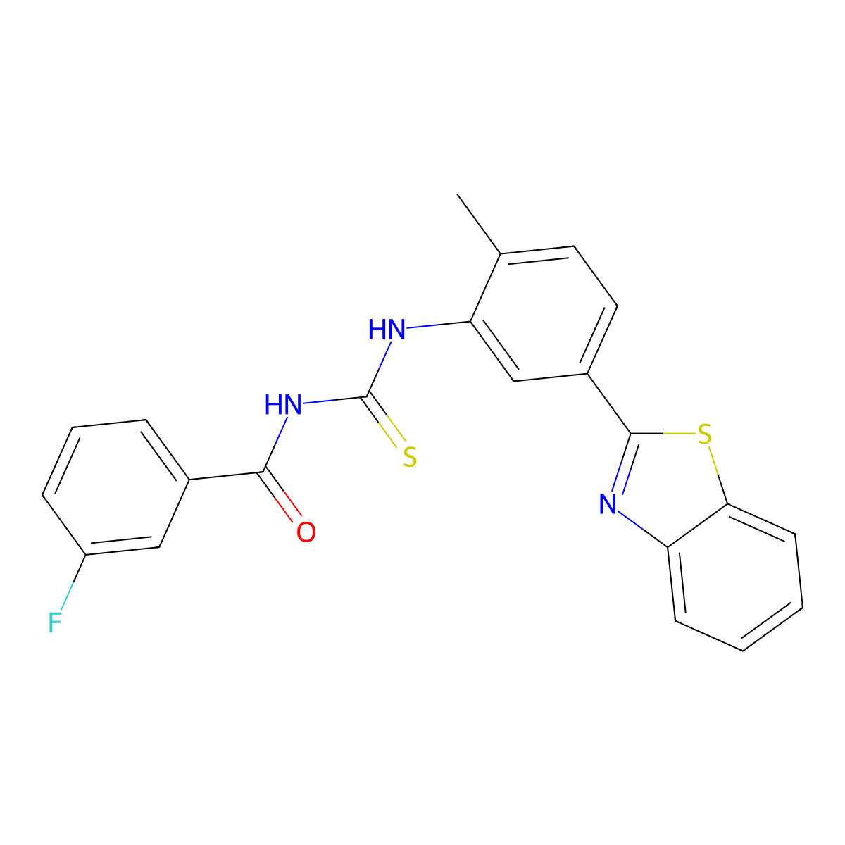 N-[[5-(1,3-benzothiazol-2-yl)-2-methylphenyl]carbamothioyl]-3-fluorobenzamide molecular structure, CAS 428450-16-2