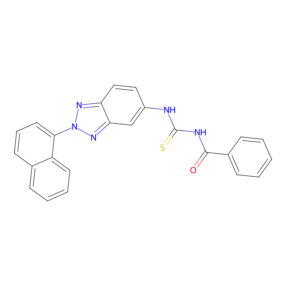 N-[(2-naphthalen-1-ylbenzotriazol-5-yl)carbamothioyl]benzamide molecular structure, CAS 428450-17-3