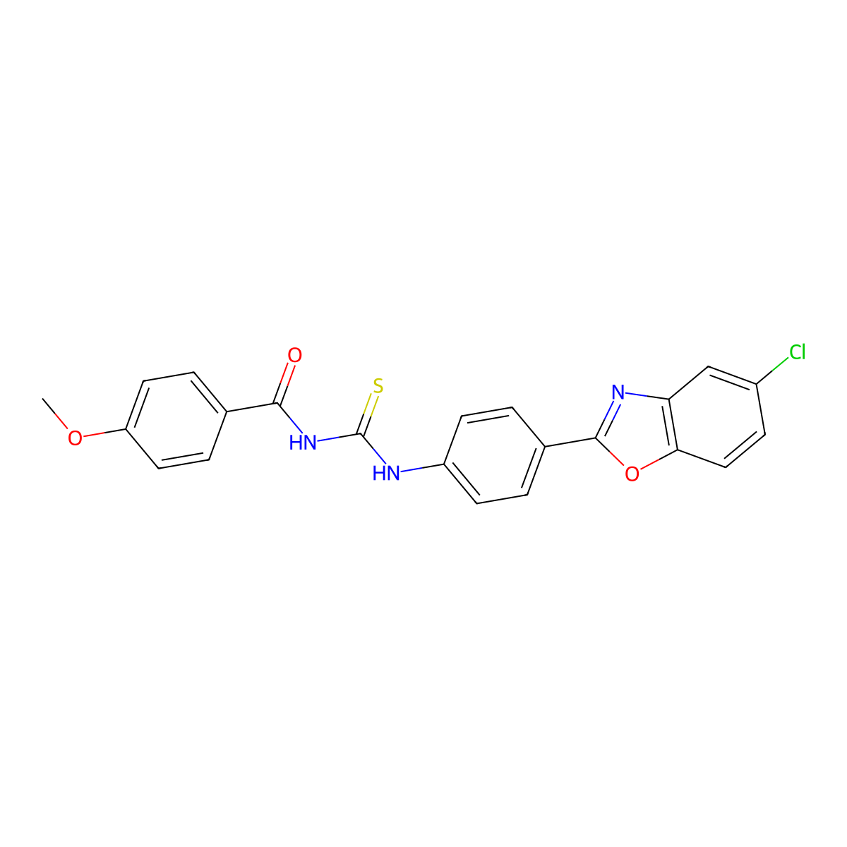 N-[[4-(5-chloro-1,3-benzoxazol-2-yl)phenyl]carbamothioyl]-4-methoxybenzamide molecular structure, CAS 428450-22-0