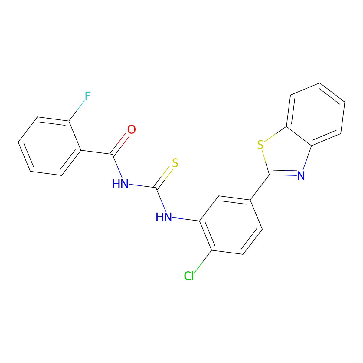 N-[[5-(1,3-benzothiazol-2-yl)-2-chlorophenyl]carbamothioyl]-2-fluorobenzamide molecular structure, CAS 428450-35-5
