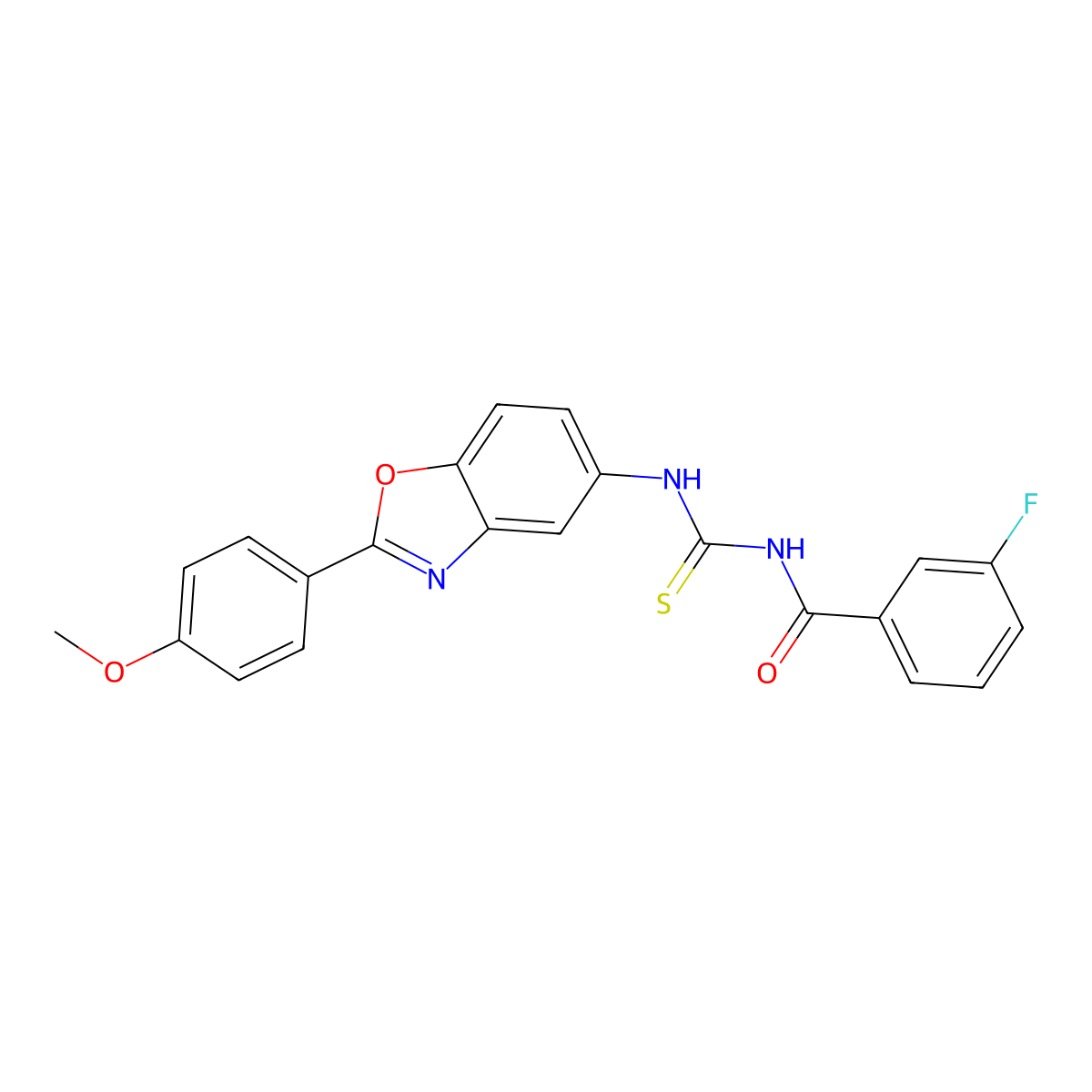 3-fluoro-N-[[2-(4-methoxyphenyl)-1,3-benzoxazol-5-yl]carbamothioyl]benzamide molecular structure, CAS 428450-46-8