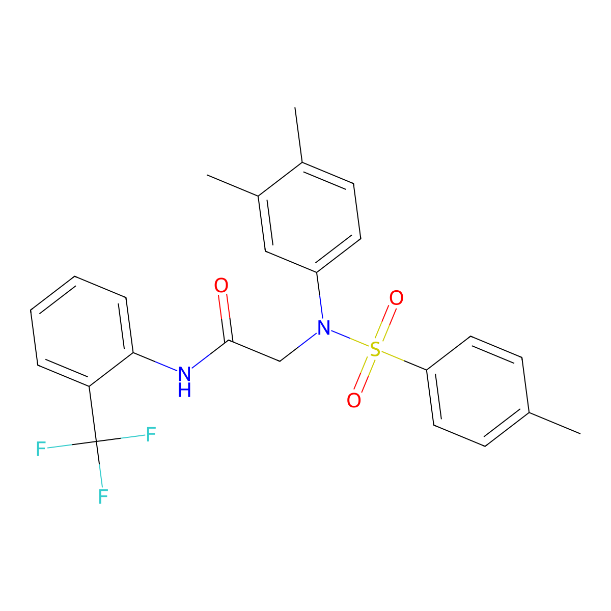 2-(3,4-dimethyl-N-(4-methylphenyl)sulfonylanilino)-N-[2-(trifluoromethyl)phenyl]acetamide molecular structure, CAS 428450-53-7