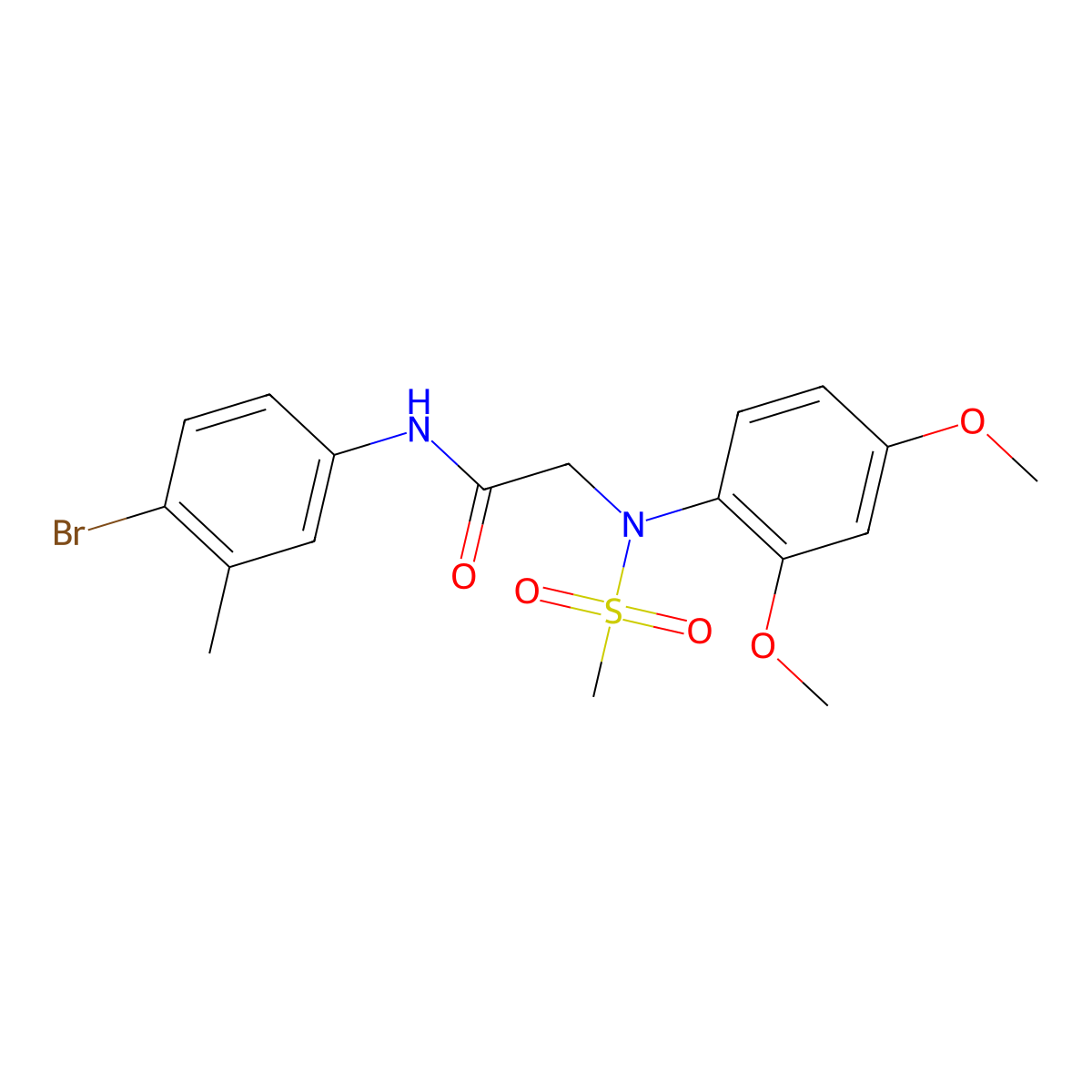 N-(4-bromo-3-methylphenyl)-2-(2,4-dimethoxy-N-methylsulfonylanilino)acetamide molecular structure, CAS 428450-67-3