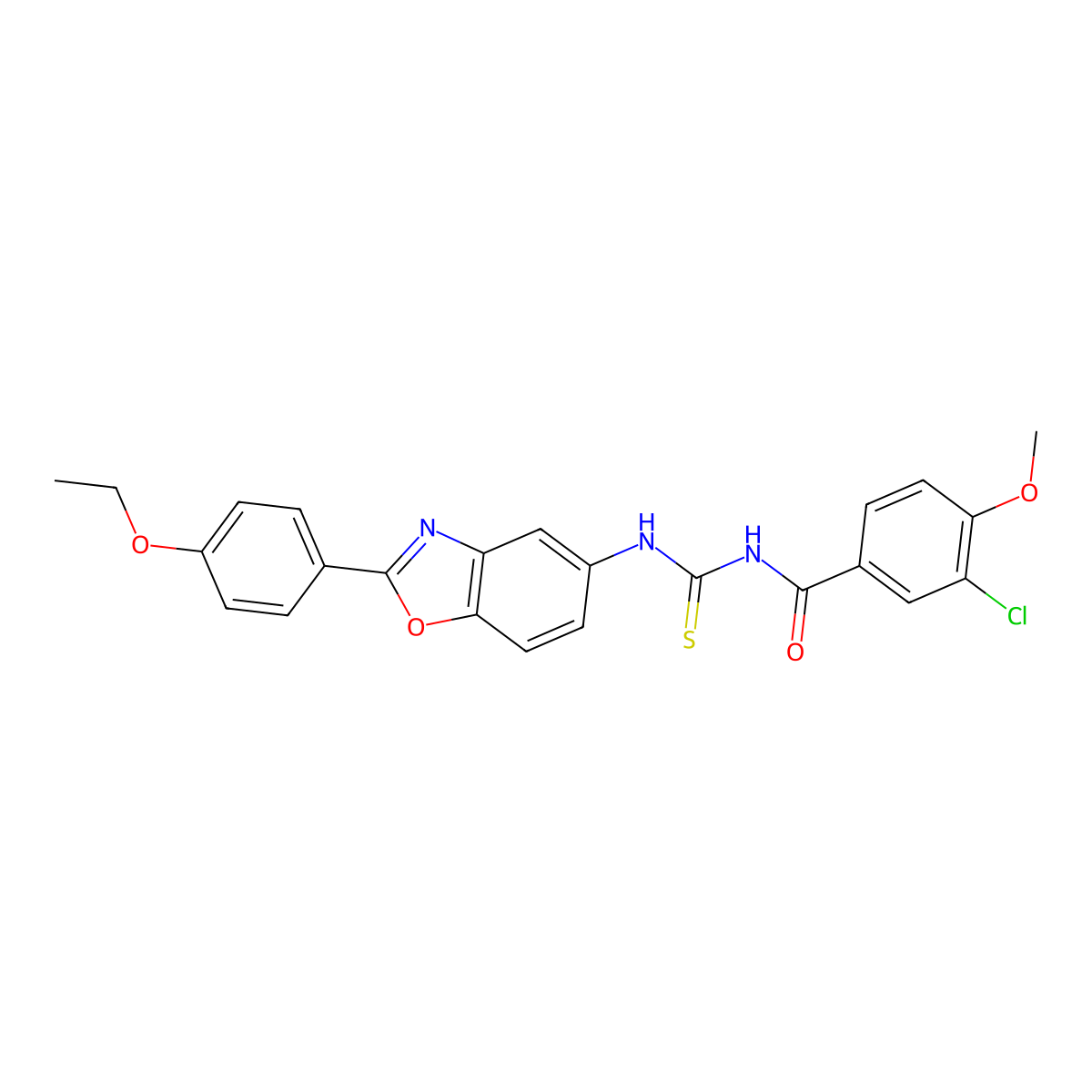 3-chloro-N-[[2-(4-ethoxyphenyl)-1,3-benzoxazol-5-yl]carbamothioyl]-4-methoxybenzamide molecular structure, CAS 428450-69-5