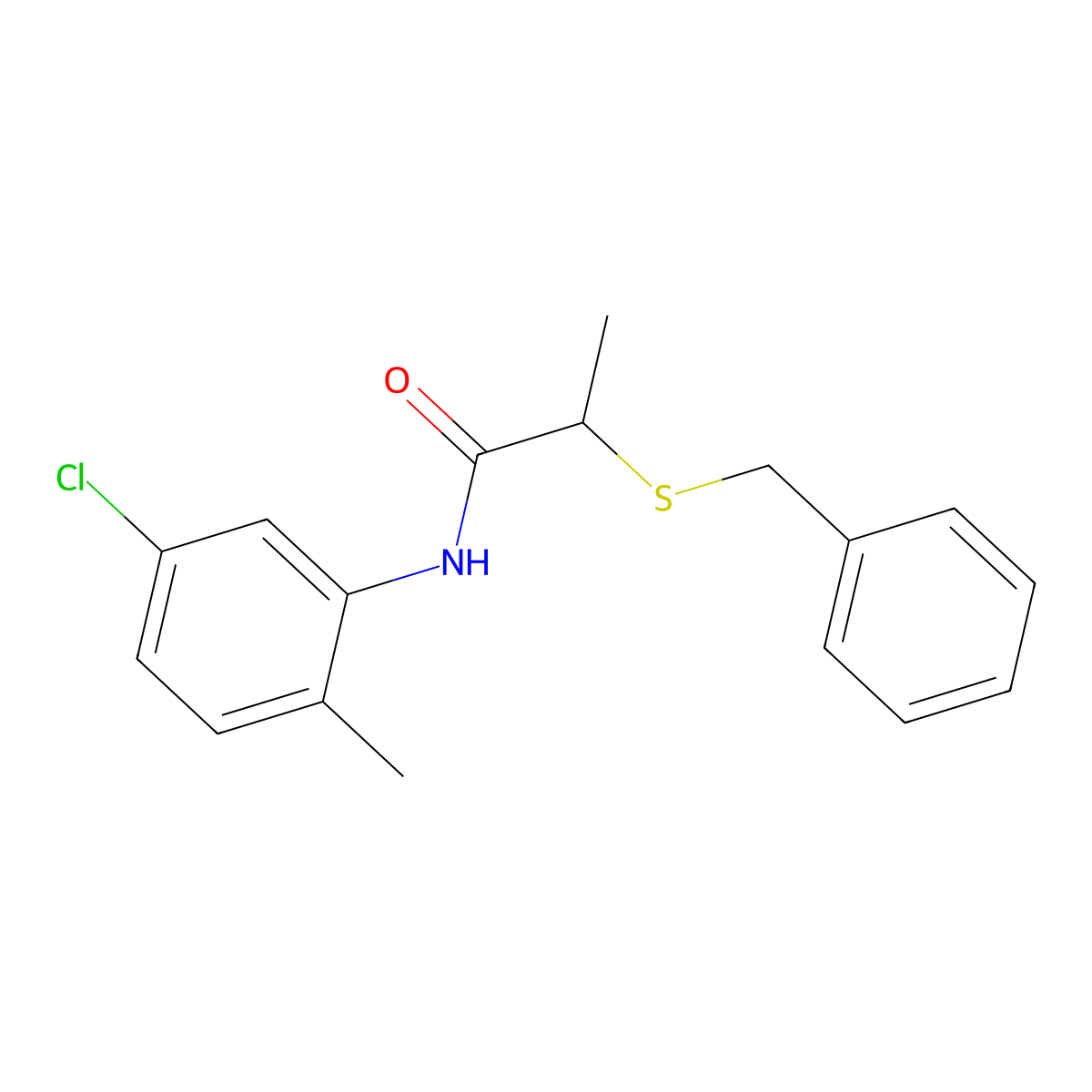 2-(benzylsulfanyl)-N-(5-chloro-2-methylphenyl)propanamide molecular structure, CAS 428450-78-6