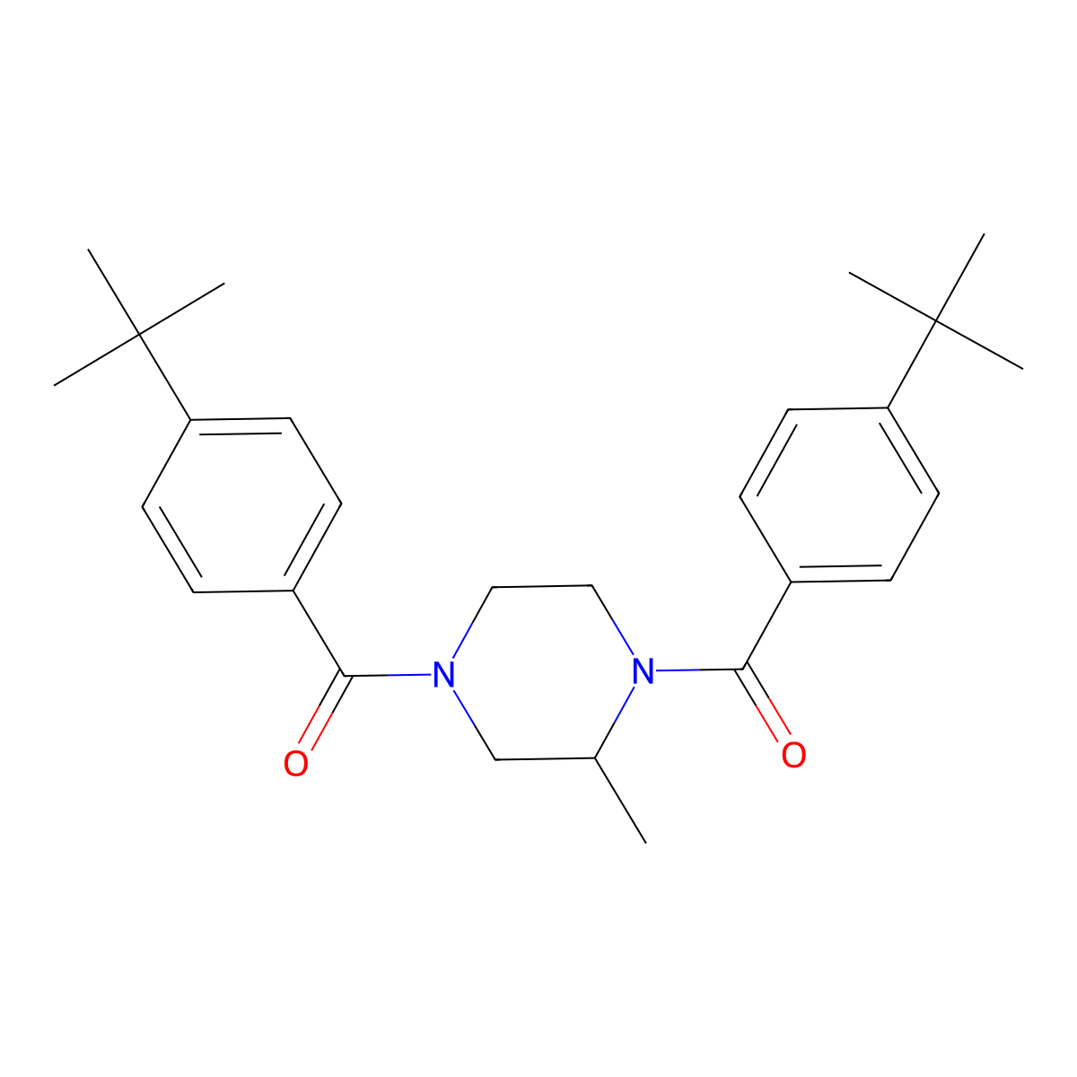 1,4-Bis(4-tert-butylbenzoyl)-2-methylpiperazine molecular structure, CAS 428450-95-7