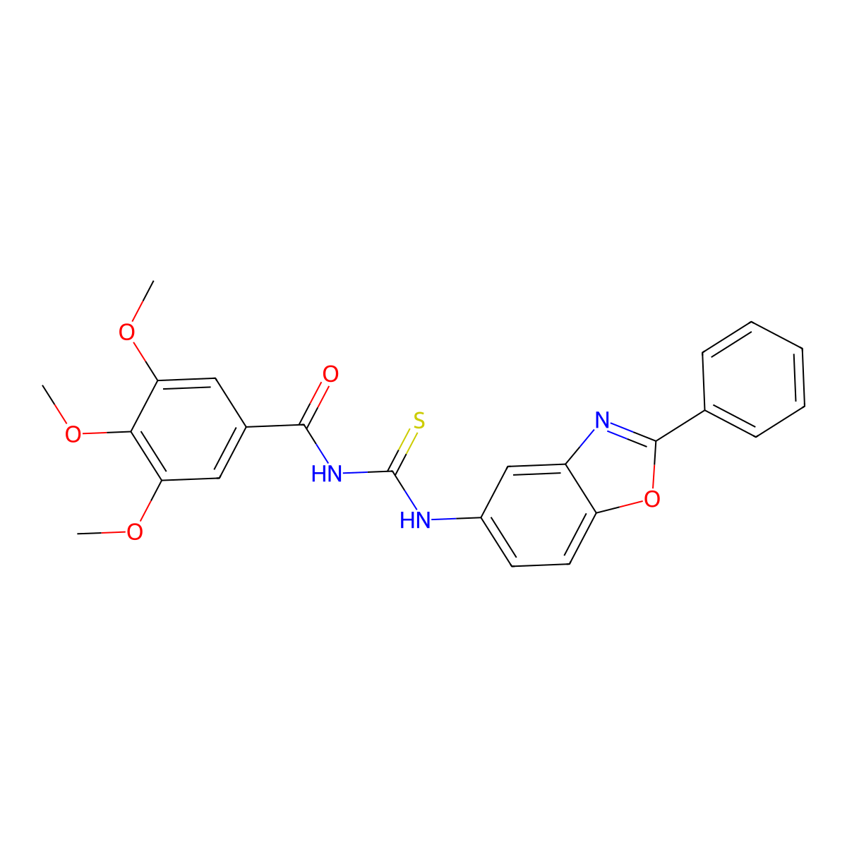 3,4,5-trimethoxy-N-[(2-phenyl-1,3-benzoxazol-5-yl)carbamothioyl]benzamide molecular structure, CAS 428451-01-8