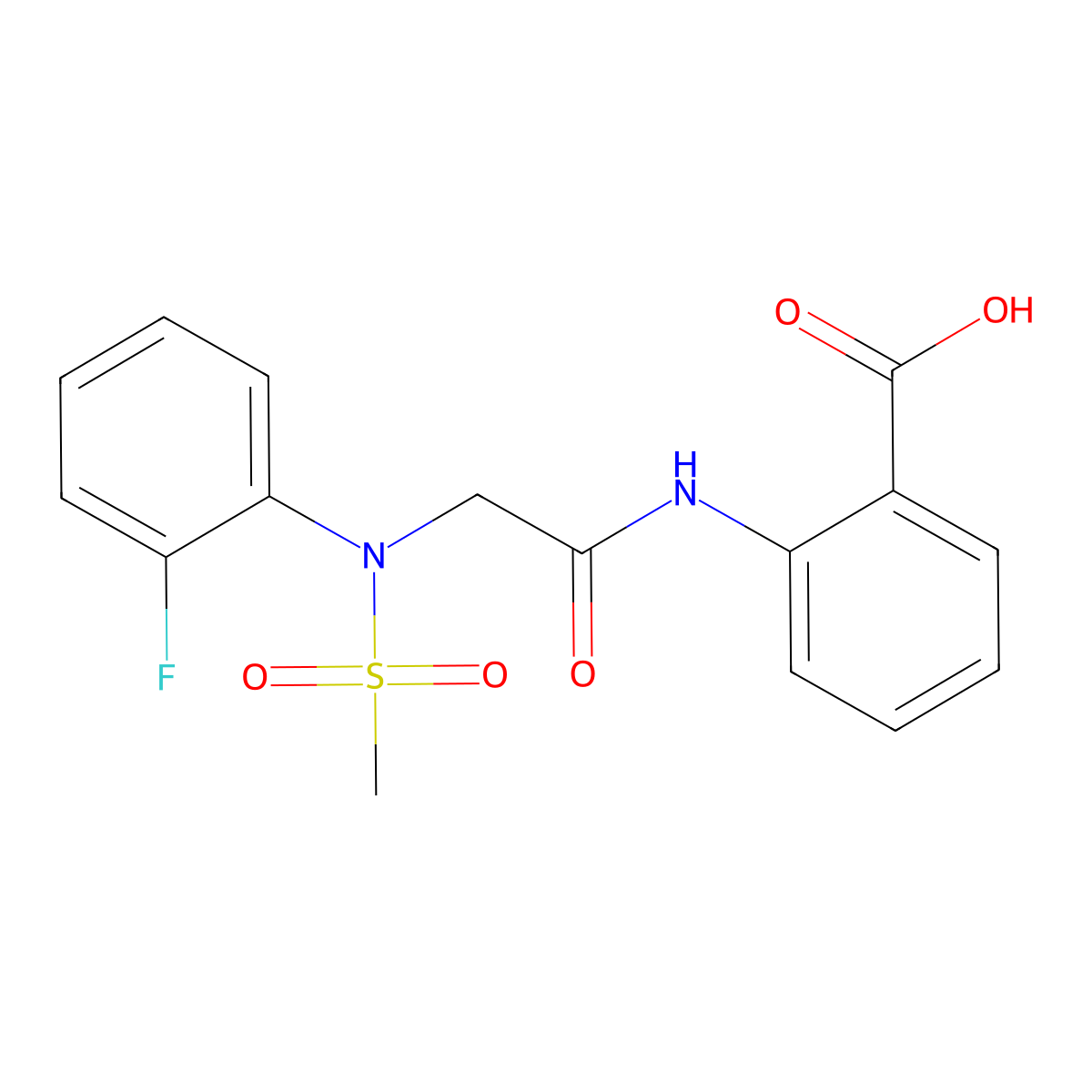 2-{[N-(2-fluorophenyl)-N-(methylsulfonyl)glycyl]amino}benzoic acid molecular structure, CAS 428451-02-9