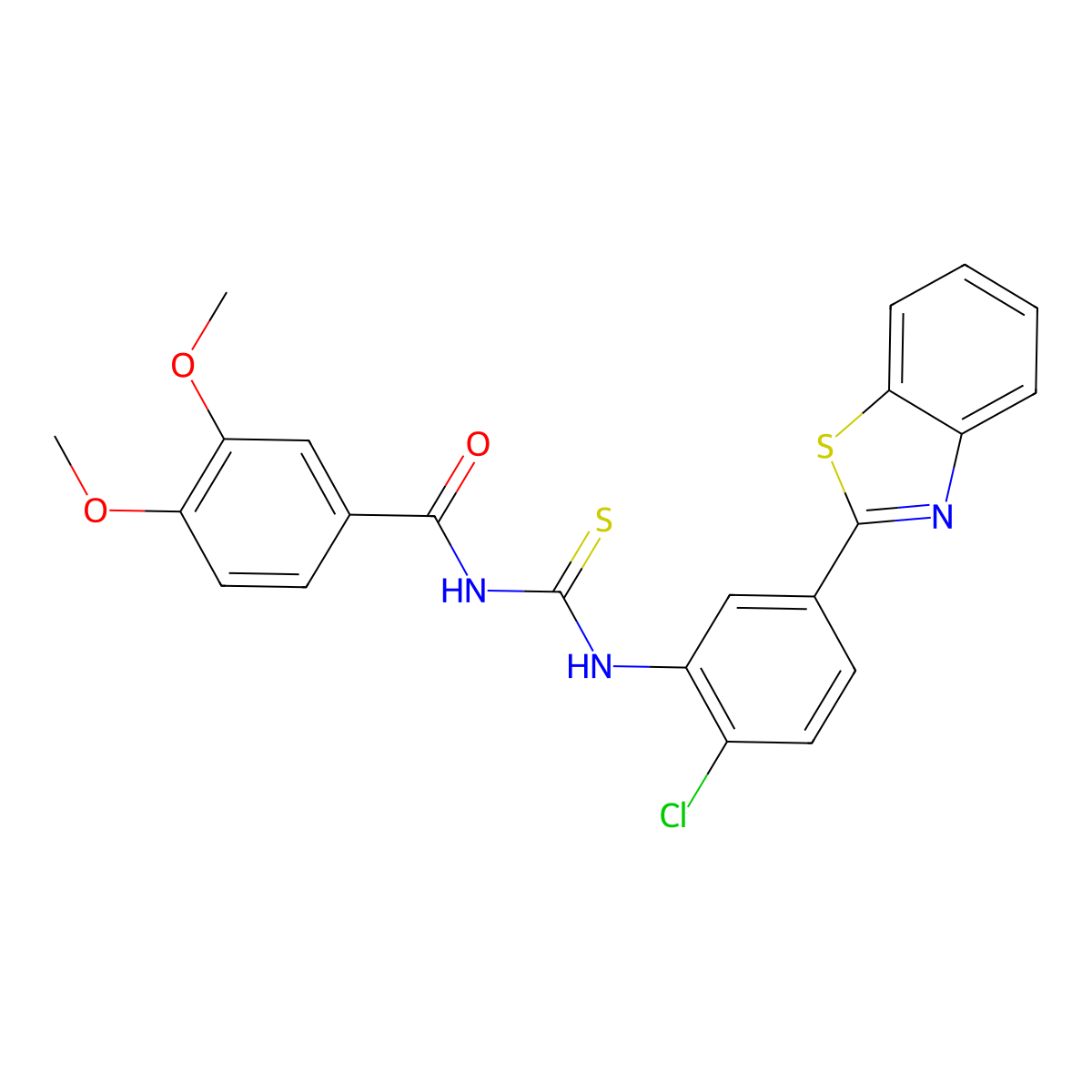 N-[[5-(1,3-benzothiazol-2-yl)-2-chlorophenyl]carbamothioyl]-3,4-dimethoxybenzamide molecular structure, CAS 428451-03-0