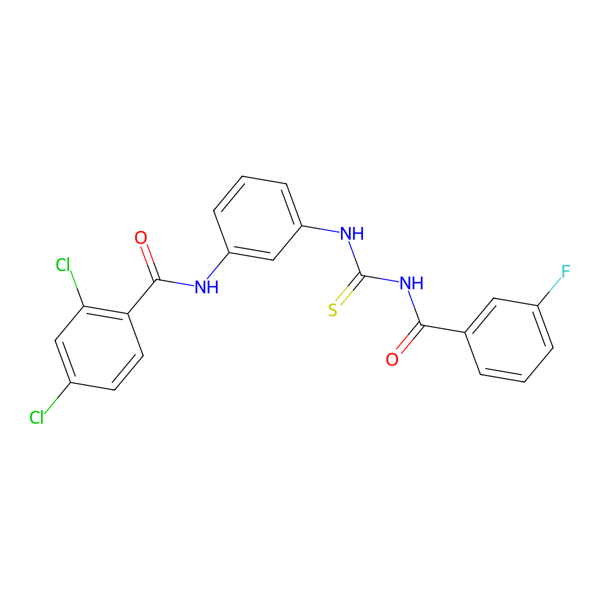 2,4-dichloro-N-[3-[(3-fluorobenzoyl)carbamothioylamino]phenyl]benzamide molecular structure, CAS 428451-05-2