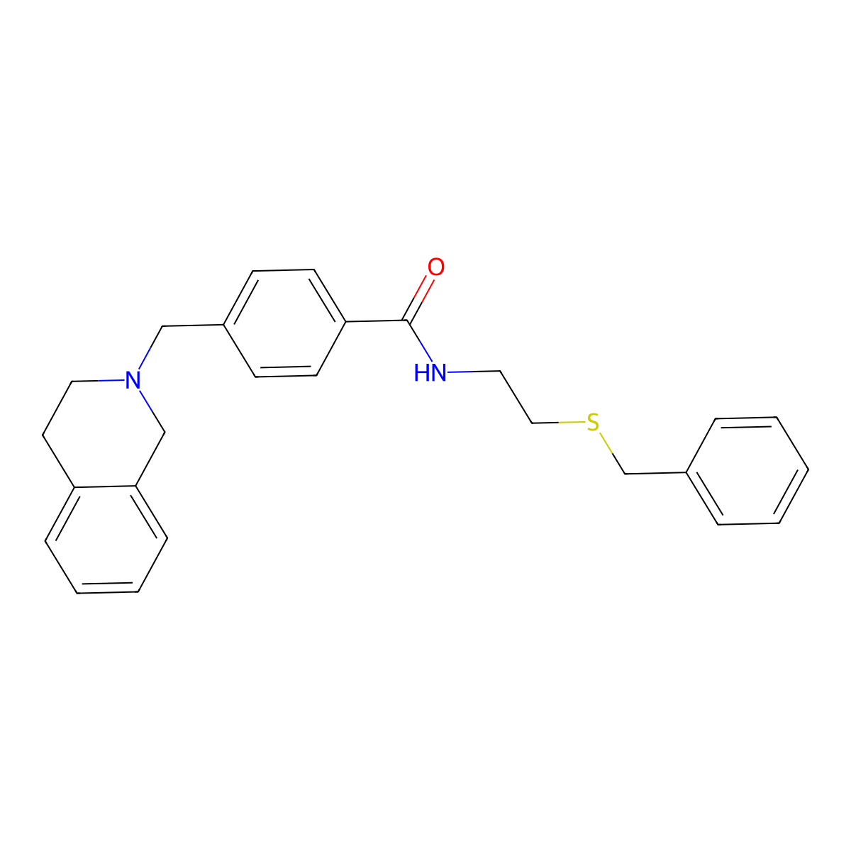 N-(2-benzylsulfanylethyl)-4-(3,4-dihydro-1H-isoquinolin-2-ylmethyl)benzamide molecular structure, CAS 428451-16-5
