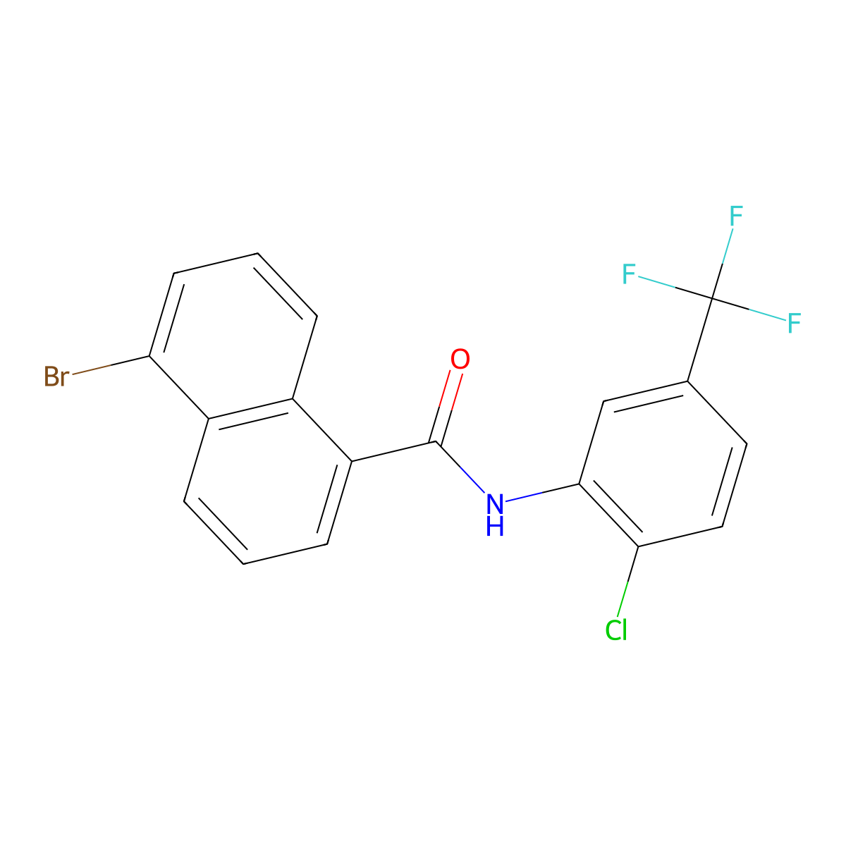 5-bromo-N-[2-chloro-5-(trifluoromethyl)phenyl]naphthalene-1-carboxamide molecular structure, CAS 428451-22-3