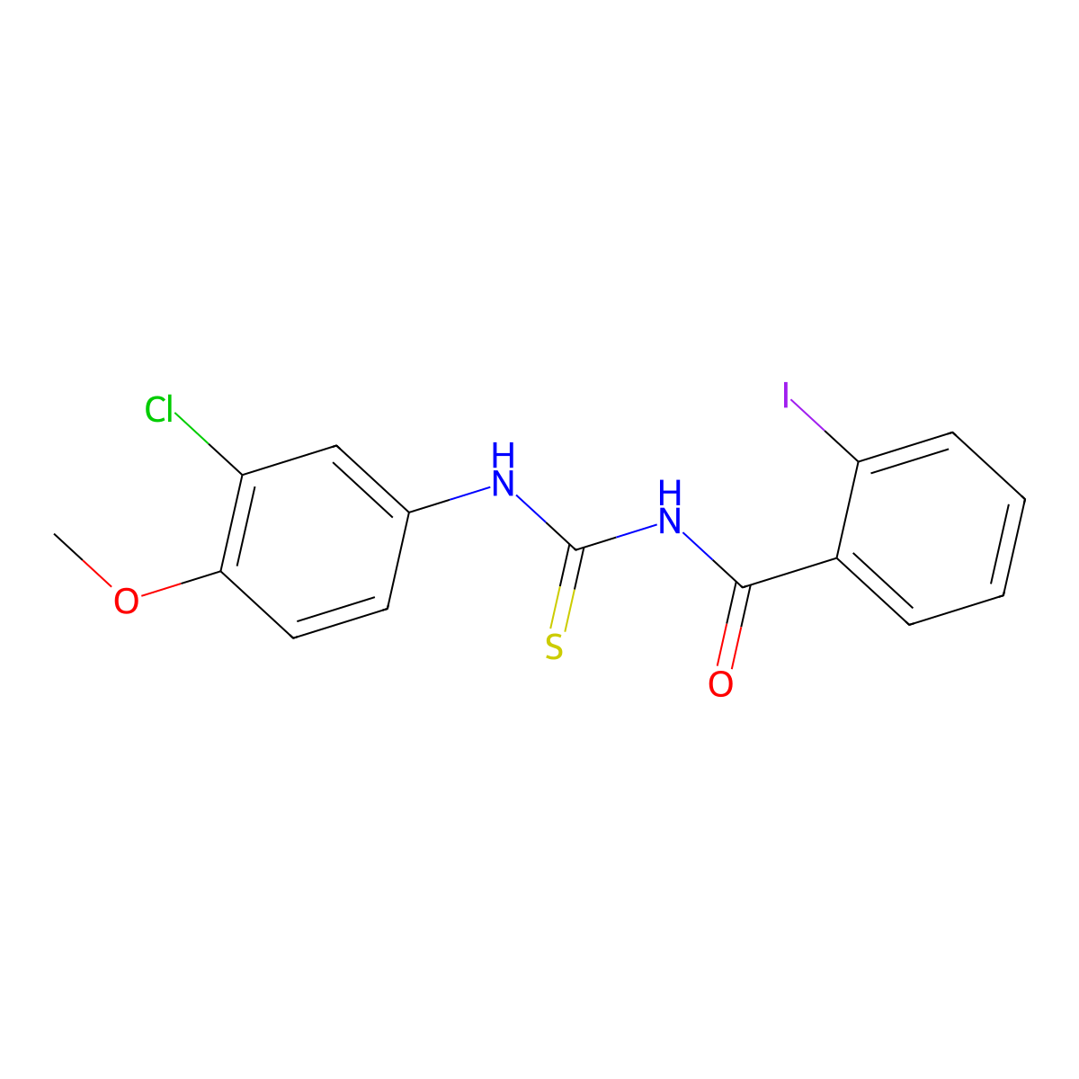N-[(3-chloro-4-methoxyphenyl)carbamothioyl]-2-iodobenzamide molecular structure, CAS 428451-28-9