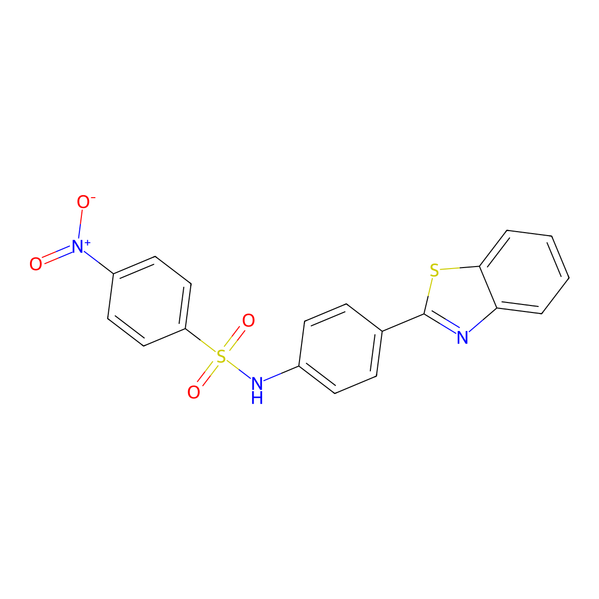 N-[4-(1,3-benzothiazol-2-yl)phenyl]-4-nitrobenzenesulfonamide molecular structure, CAS 428451-33-6