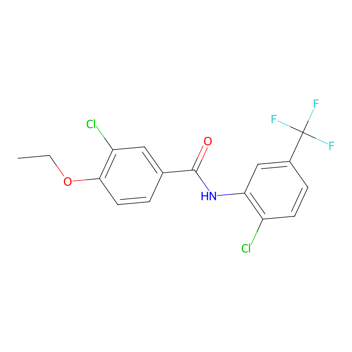 3-chloro-N-[2-chloro-5-(trifluoromethyl)phenyl]-4-ethoxybenzamide molecular structure, CAS 428451-38-1